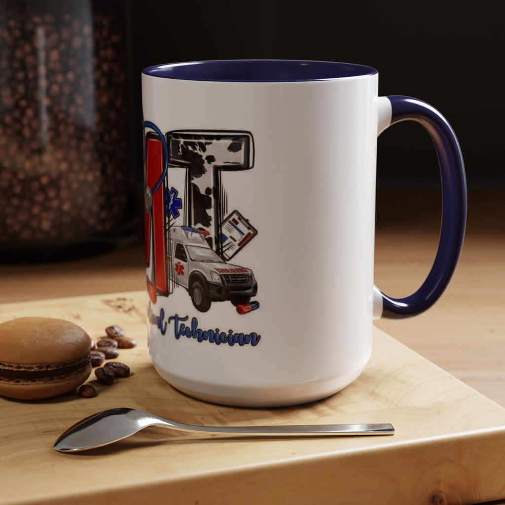 EMT Coffee Mug — Emergency Medical Technician Ambulance Stethoscope Design (11/15oz) Medical Christmas Mug