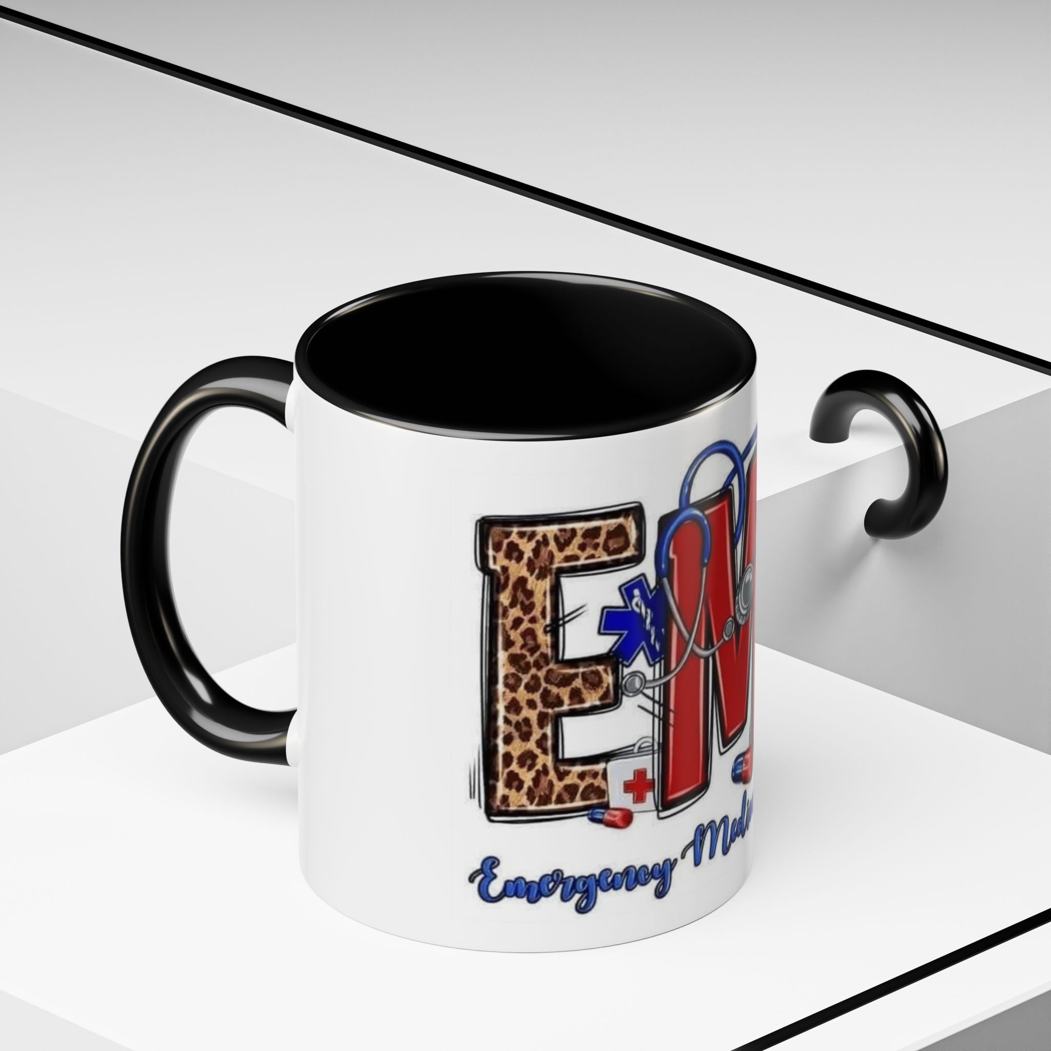 EMT Coffee Mug — Emergency Medical Technician Ambulance Stethoscope Design (11/15oz) Medical Christmas Mug