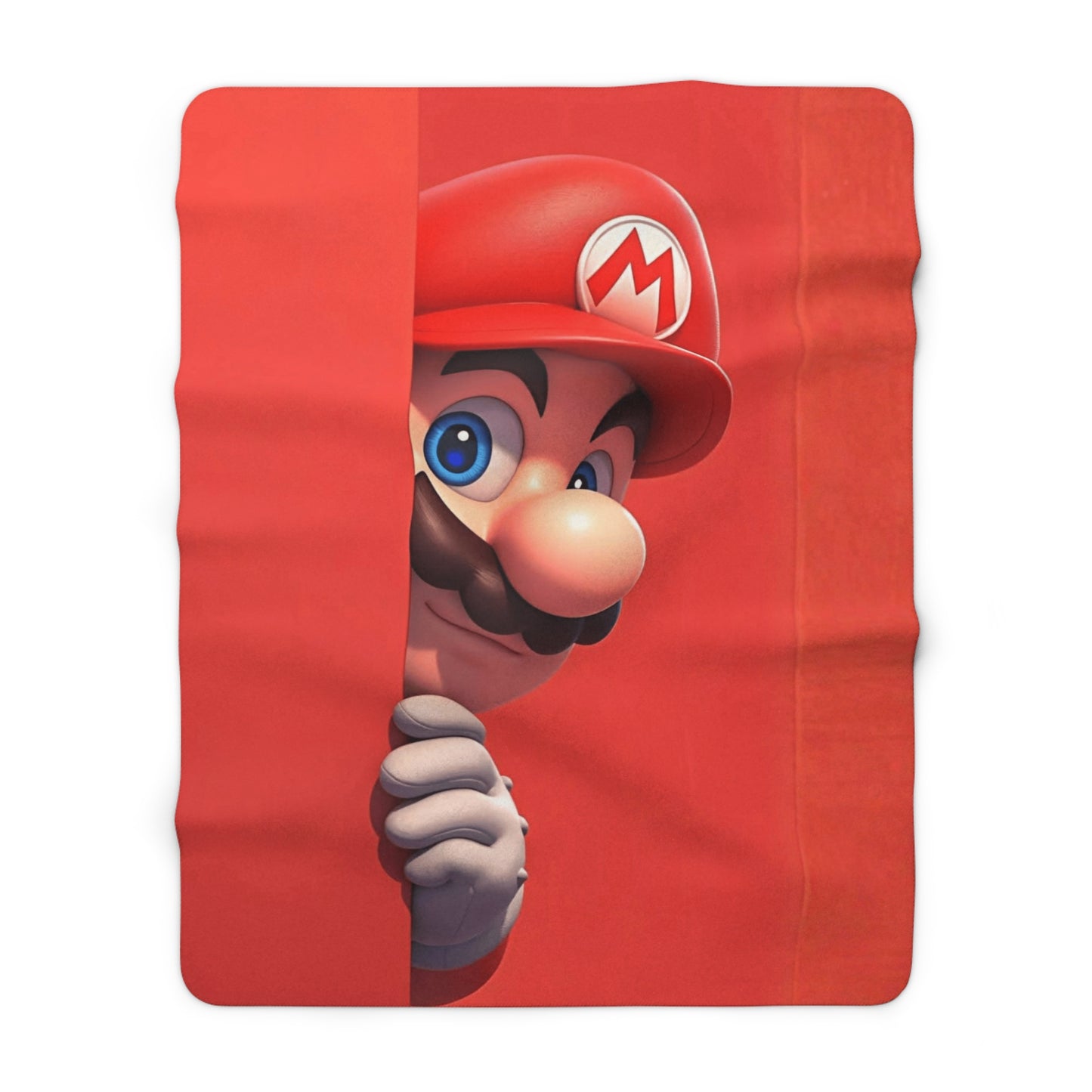 Mario Peeking Sherpa Blanket - Soft Red Fleece Throw