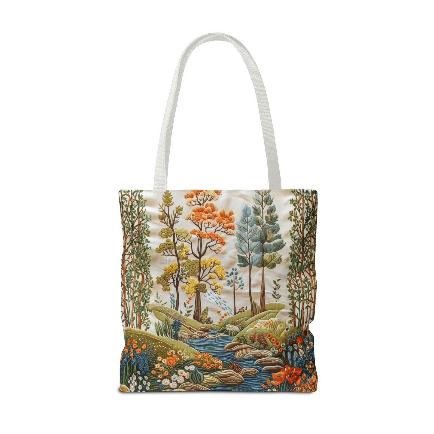 Scenic Meadow Tote Crochet-Decorated Tote Bags