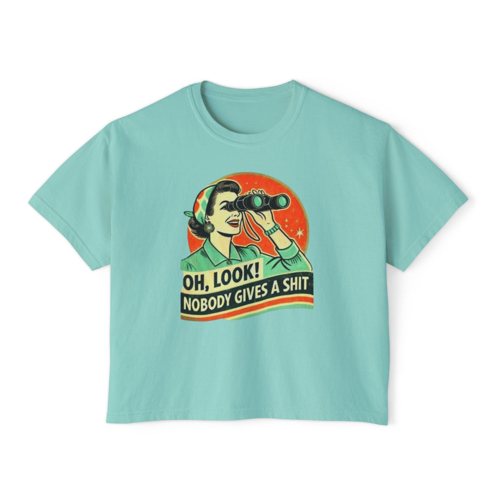 Graphic Tee — "Oh, Look! Nobody Gives a Shit" Retro Binoculars Design