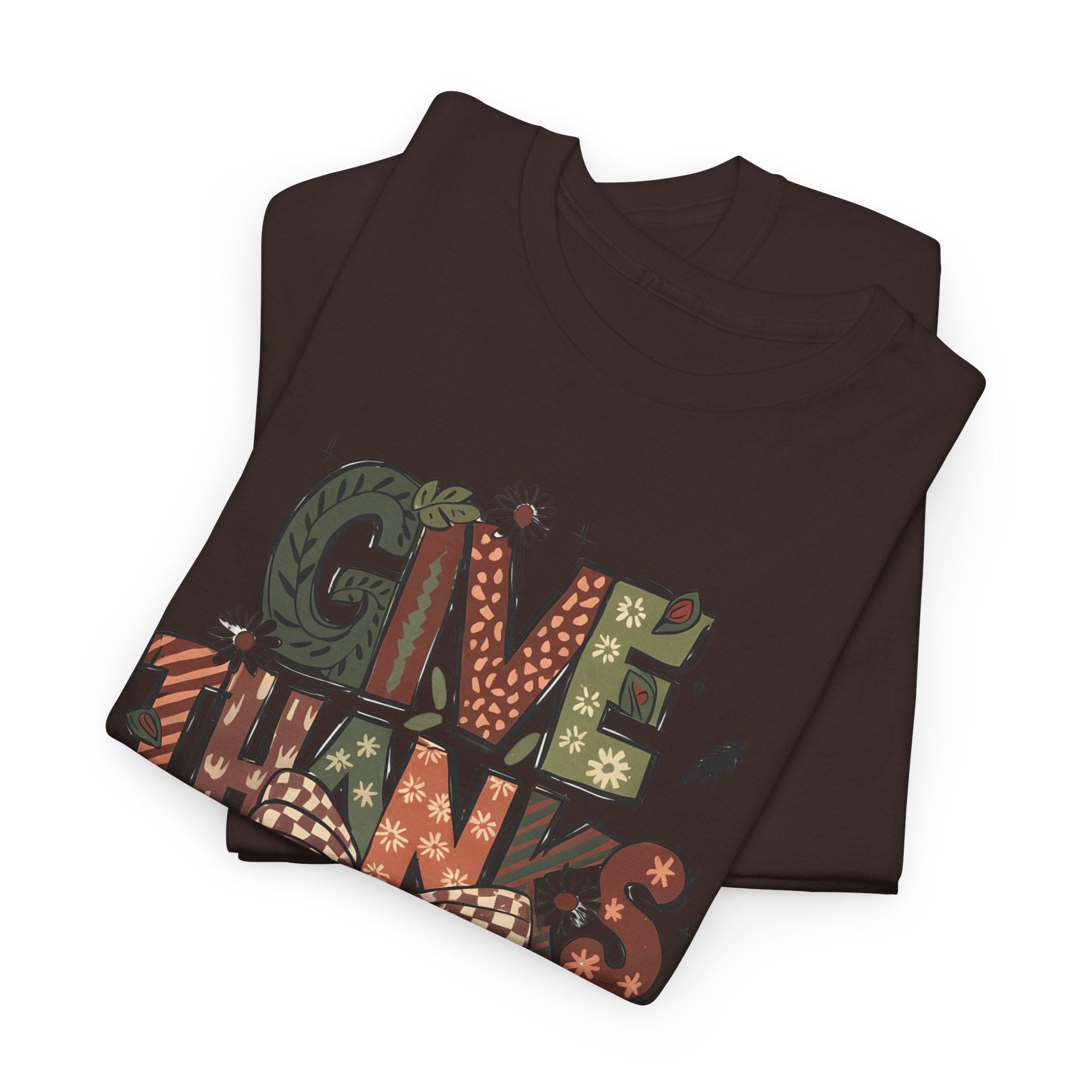 Give Thanks Tee Thanksgiving Graphic T-Shirt with Rustic Bow Design