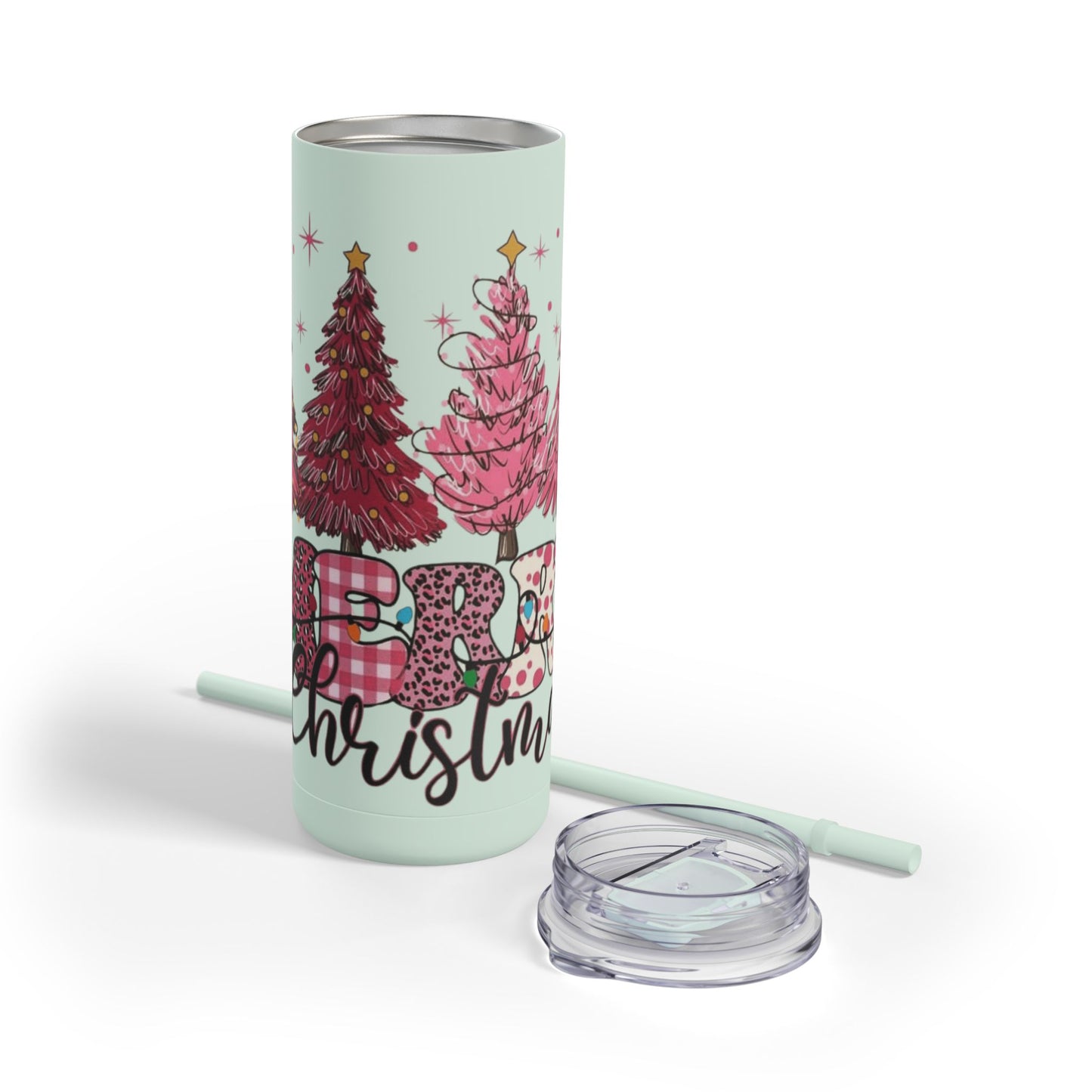 Christmas Tree Tumbler - 20oz Skinny Matte Drinkware Christmas gift mug