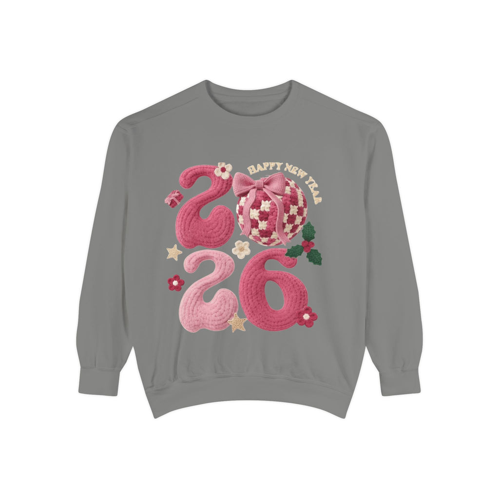 Happy New Year 2026 Sweater  Pink Festive Graphic Sweatshirt