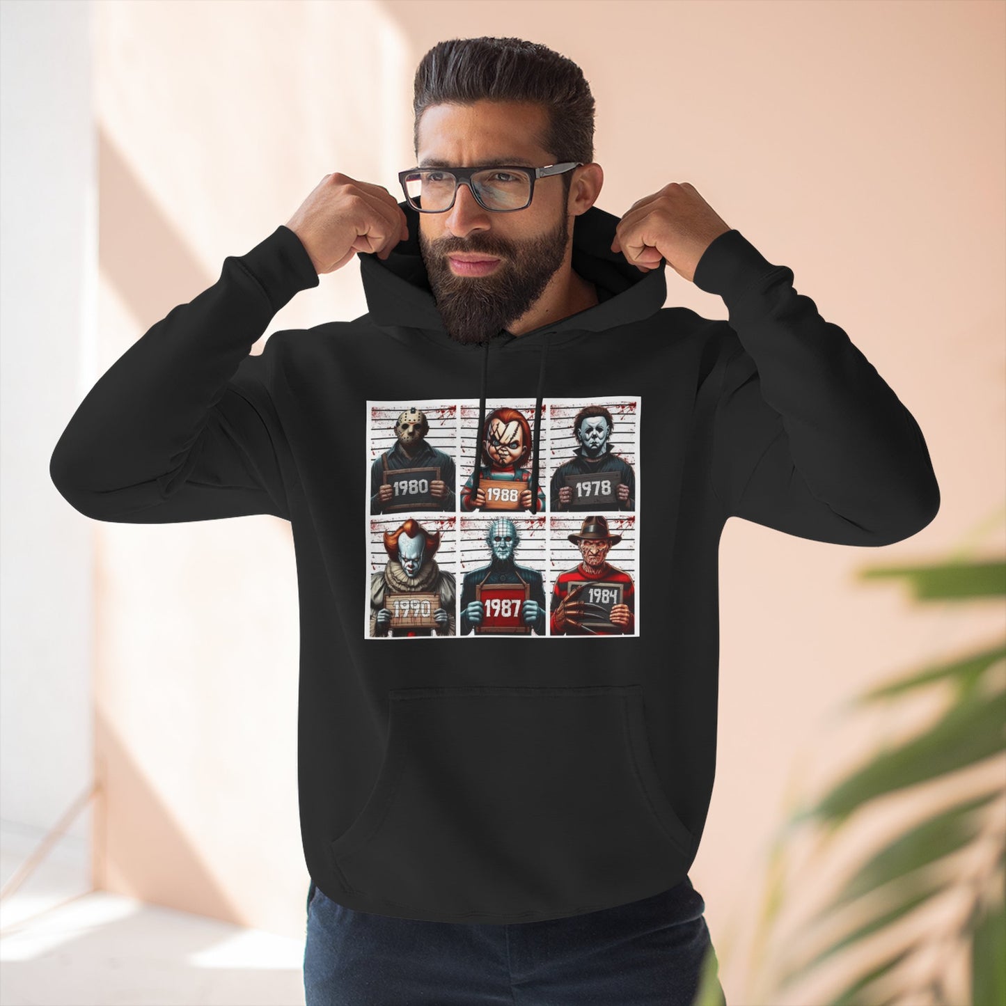Spooky Vibes Only Halloween Sweater Retro Horror Movie Three-Panel Fleece Hoodie, Halloween Gift, Cozy Sweatshirt, Movie Lover Apparel, Vintage Movie Merchandise