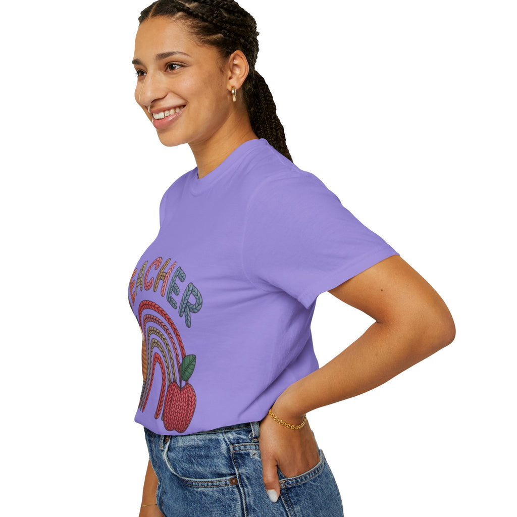 Teacher Rainbow Pencil & Apple T-Shirt — Back-to-School Gift for Educators