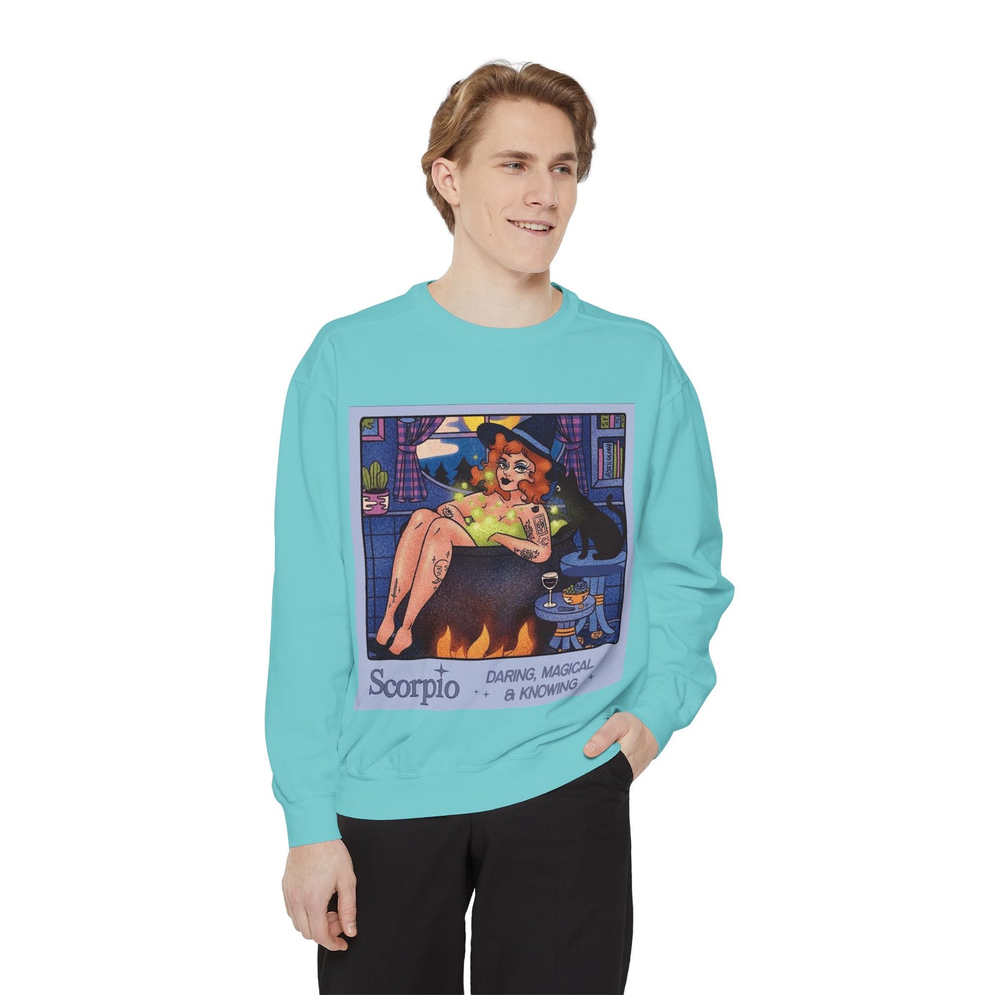 Halloween Sweater Scorpio Sweatshirt | Garment-Dyed Cozy Top, Astrology Gift, Zodiac Apparel, Witchy Fashion, Fall Wardrobe Essential