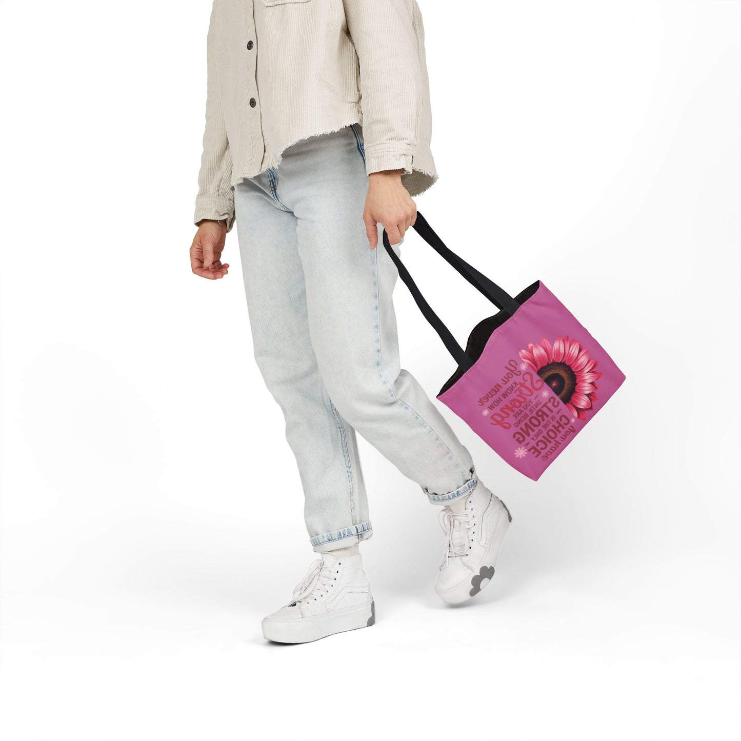 Cancer Survivor Hope Collection Inspirational Canvas Tote Bag with Floral Design