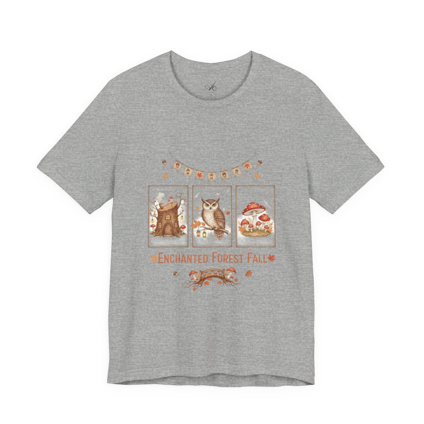 Enchanted Forest Fall Tee, Cute Owl Shirt, Autumn Graphic Tee, Nature Lover Gift, Cozy Fall Apparel, Wildlife T-Shirt, Unisex Fall Top