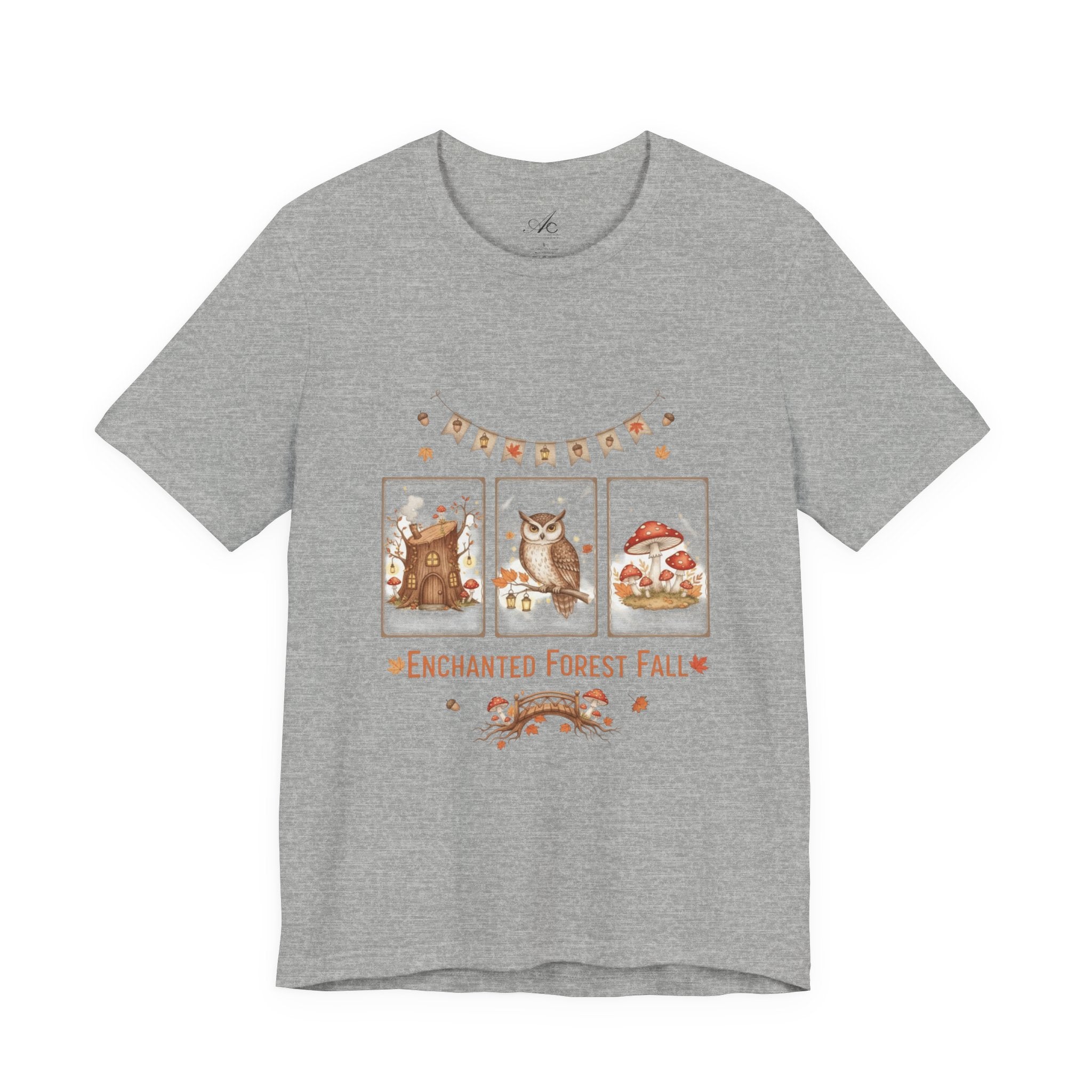 Enchanted Forest Fall Tee, Cute Owl Shirt, Autumn Graphic Tee, Nature Lover Gift, Cozy Fall Apparel, Wildlife T-Shirt, Unisex Fall Top