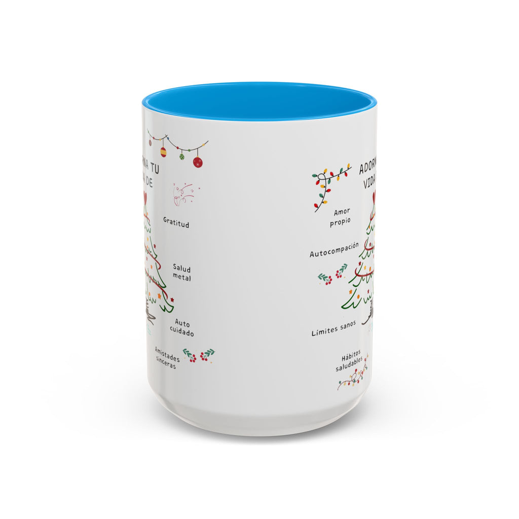 Mug — 'Adorna Tu Vida' Christmas Tree Spanish Holiday Coffee Mug (11oz/15oz)