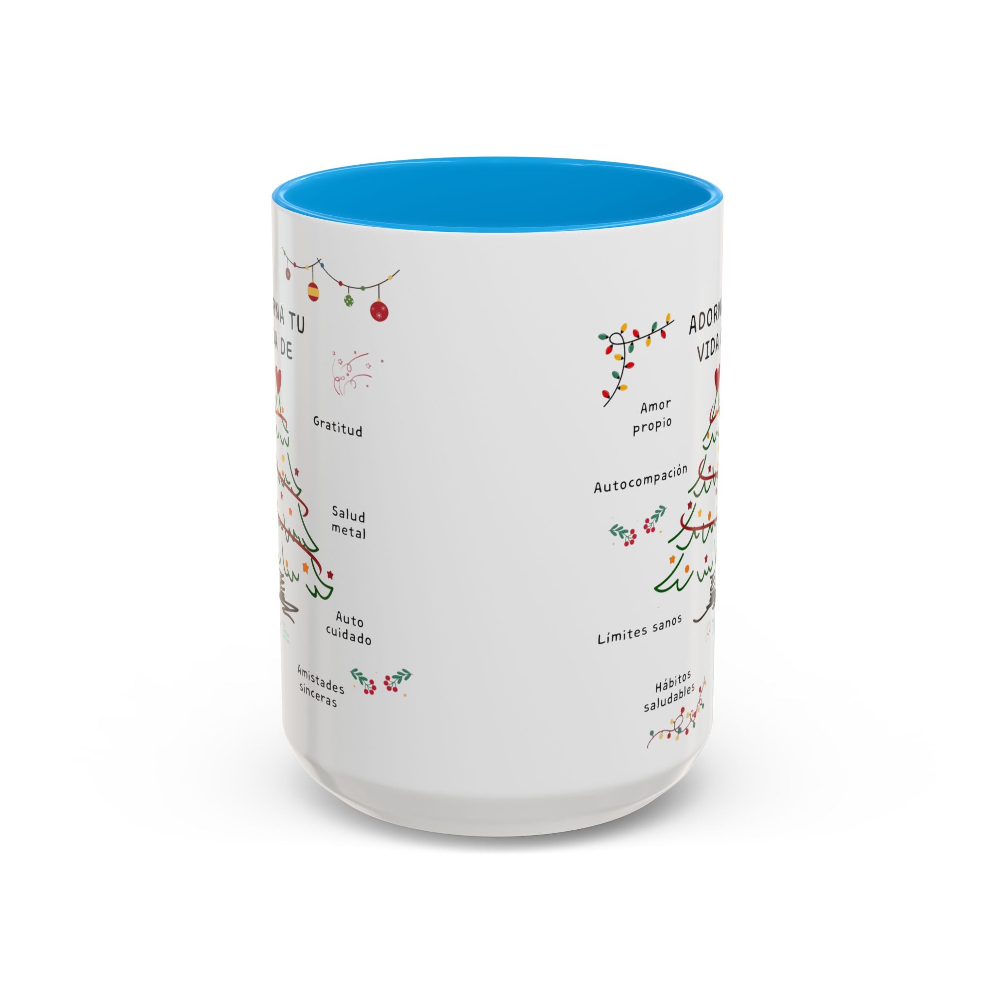 Mug — 'Adorna Tu Vida' Christmas Tree Spanish Holiday Coffee Mug (11oz/15oz)