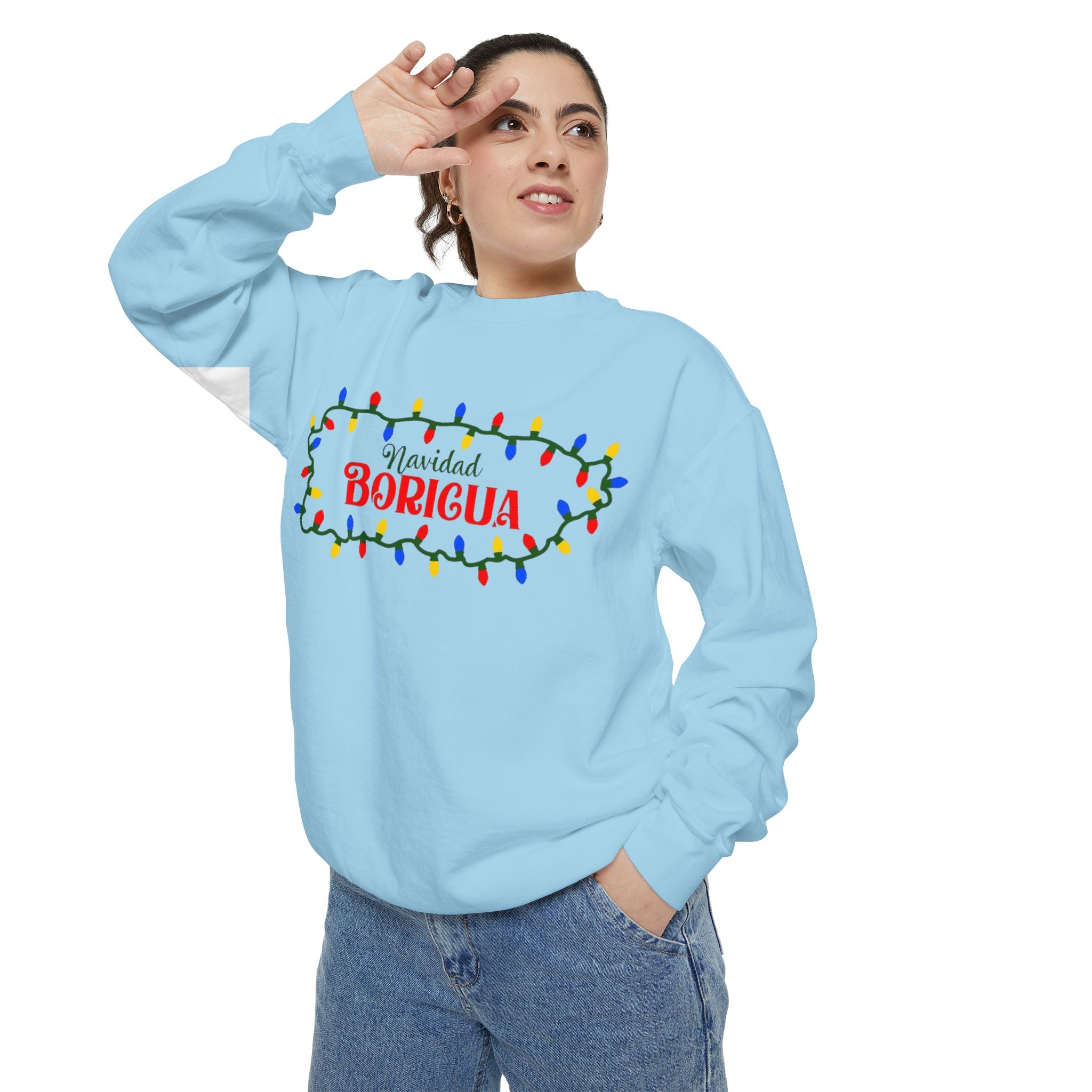 Navidad Boricua Sweatshirt — Puerto Rican Holiday Sweater with Christmas Lights