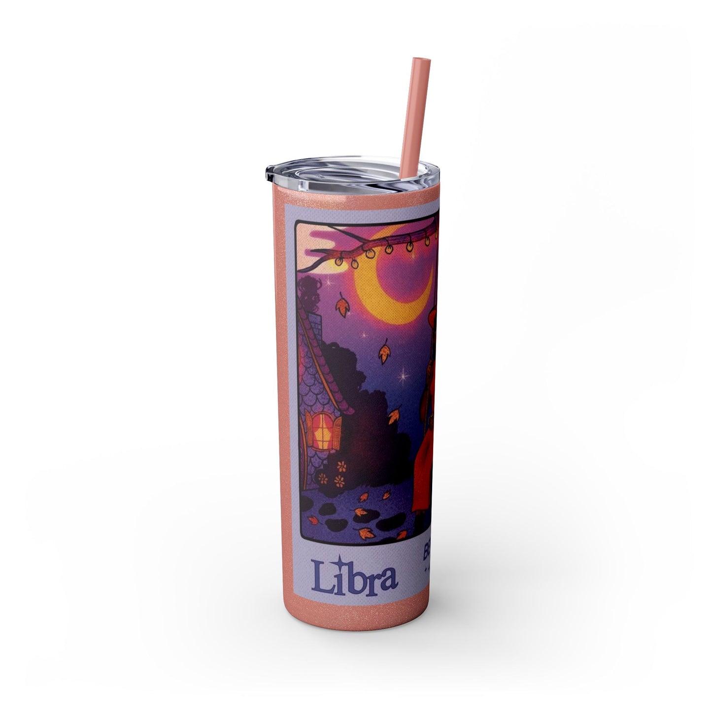 🎁 Spooky season gifts Enchanting Libra Skinny Tumbler with Straw | 20oz | Perfect for Halloween, Witchy Vibes, Astrology Lovers, Gift Idea, Custom Beverage Holder