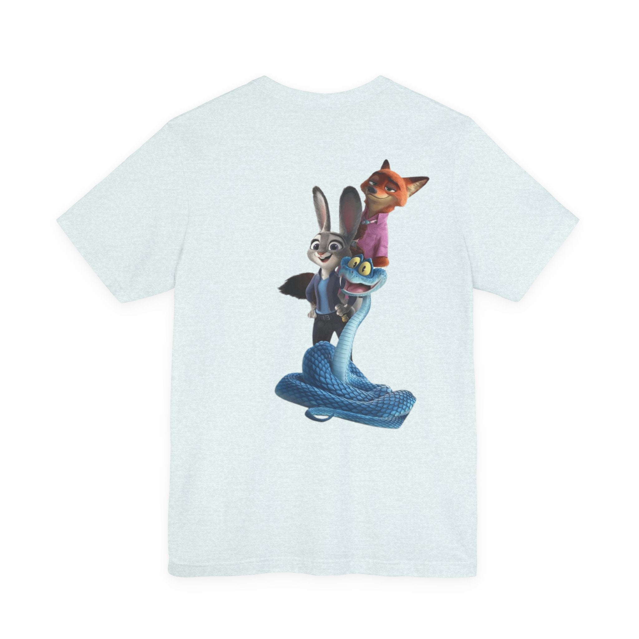 Animated Character Tee — Cute Fox & Bunny Stack Graphic T-Shirt  cartoon-style Christmas artwork
