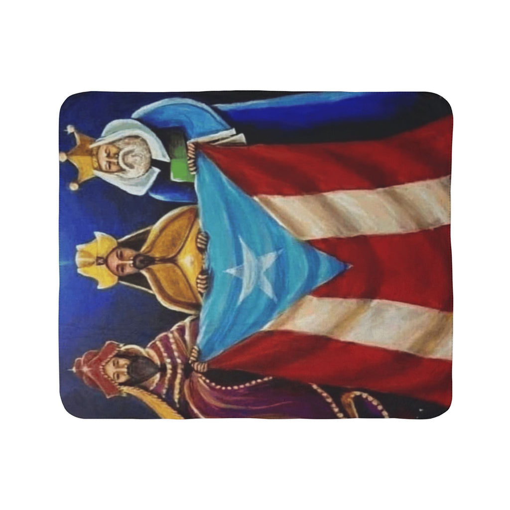 Puerto Rican Flag Three Kings Fleece Sherpa Blanket Colección Navidades Puerto Rico – Nueva Colección de Navidad!