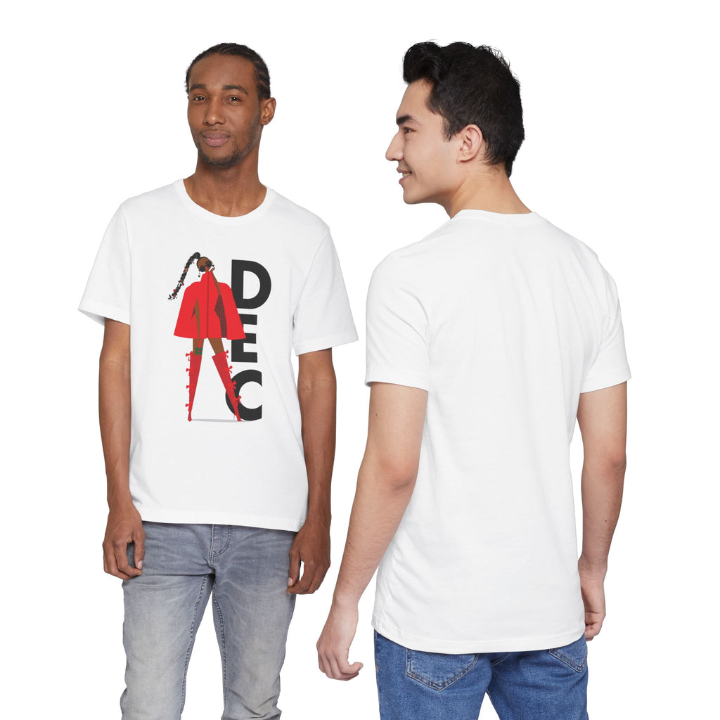 December Fashion Tee  Red Coat Model Graphic Shirt
