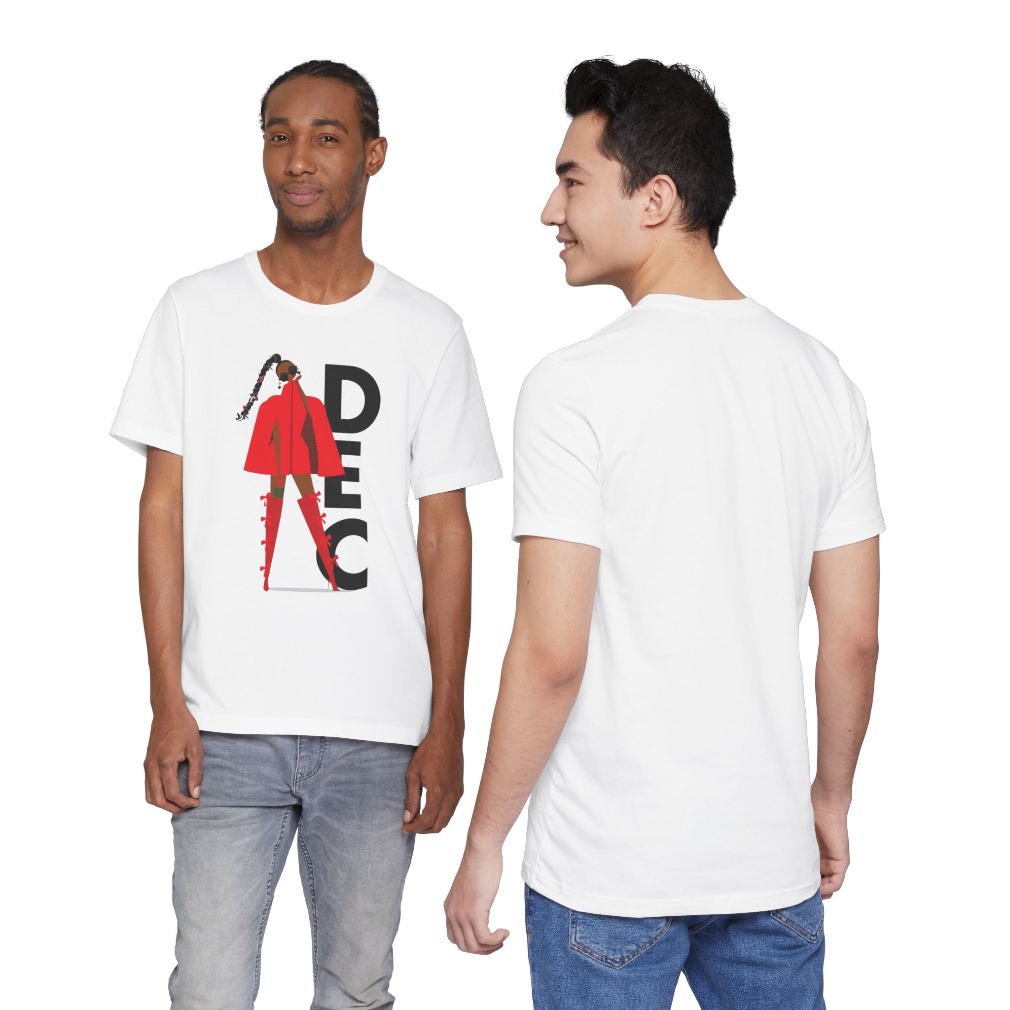 December Fashion Tee  Red Coat Model Graphic Shirt