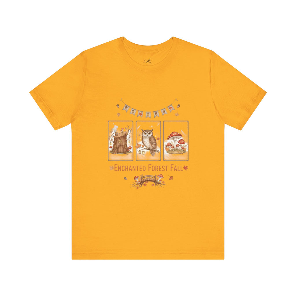 Enchanted Forest Fall Tee, Cute Owl Shirt, Autumn Graphic Tee, Nature Lover Gift, Cozy Fall Apparel, Wildlife T-Shirt, Unisex Fall Top
