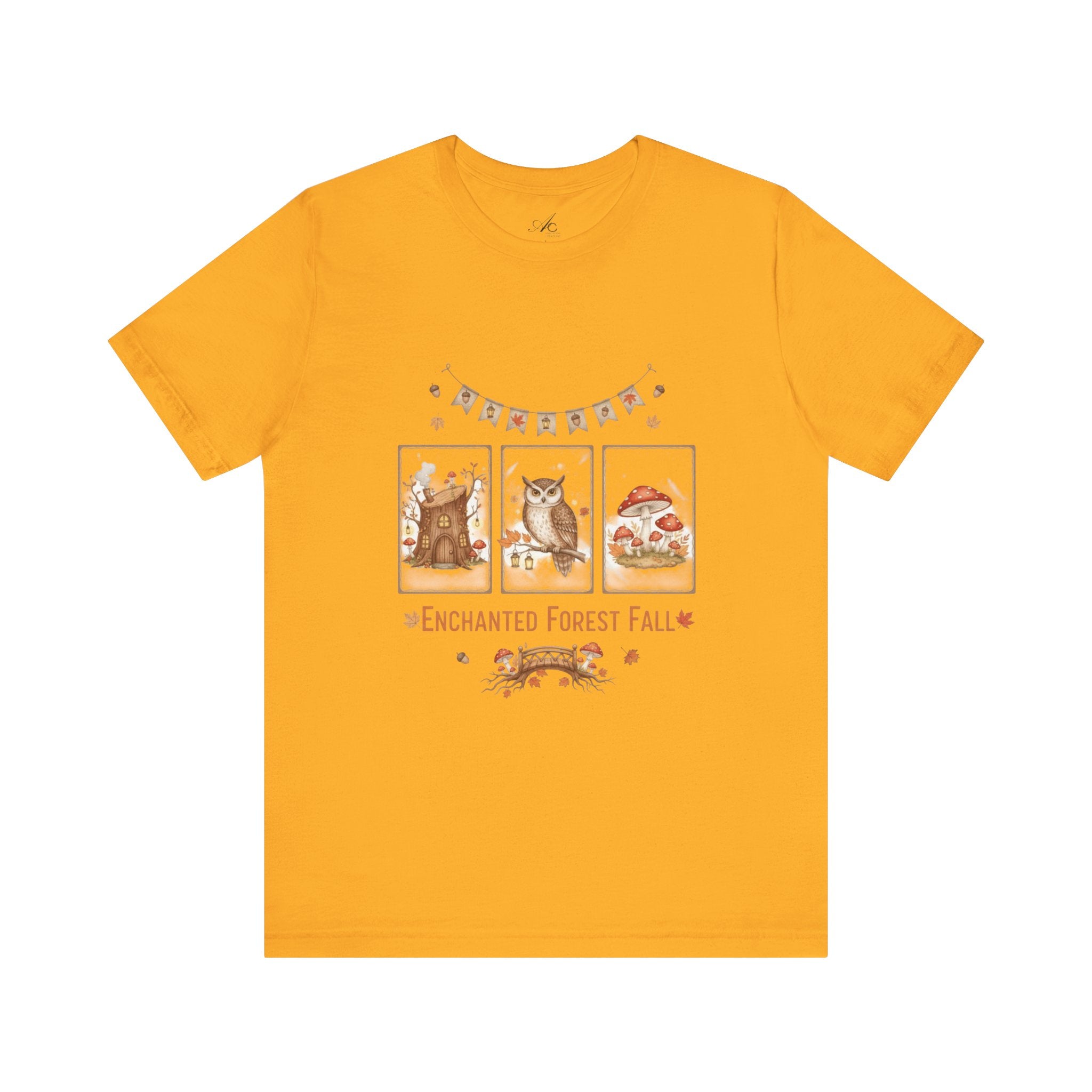 Enchanted Forest Fall Tee, Cute Owl Shirt, Autumn Graphic Tee, Nature Lover Gift, Cozy Fall Apparel, Wildlife T-Shirt, Unisex Fall Top