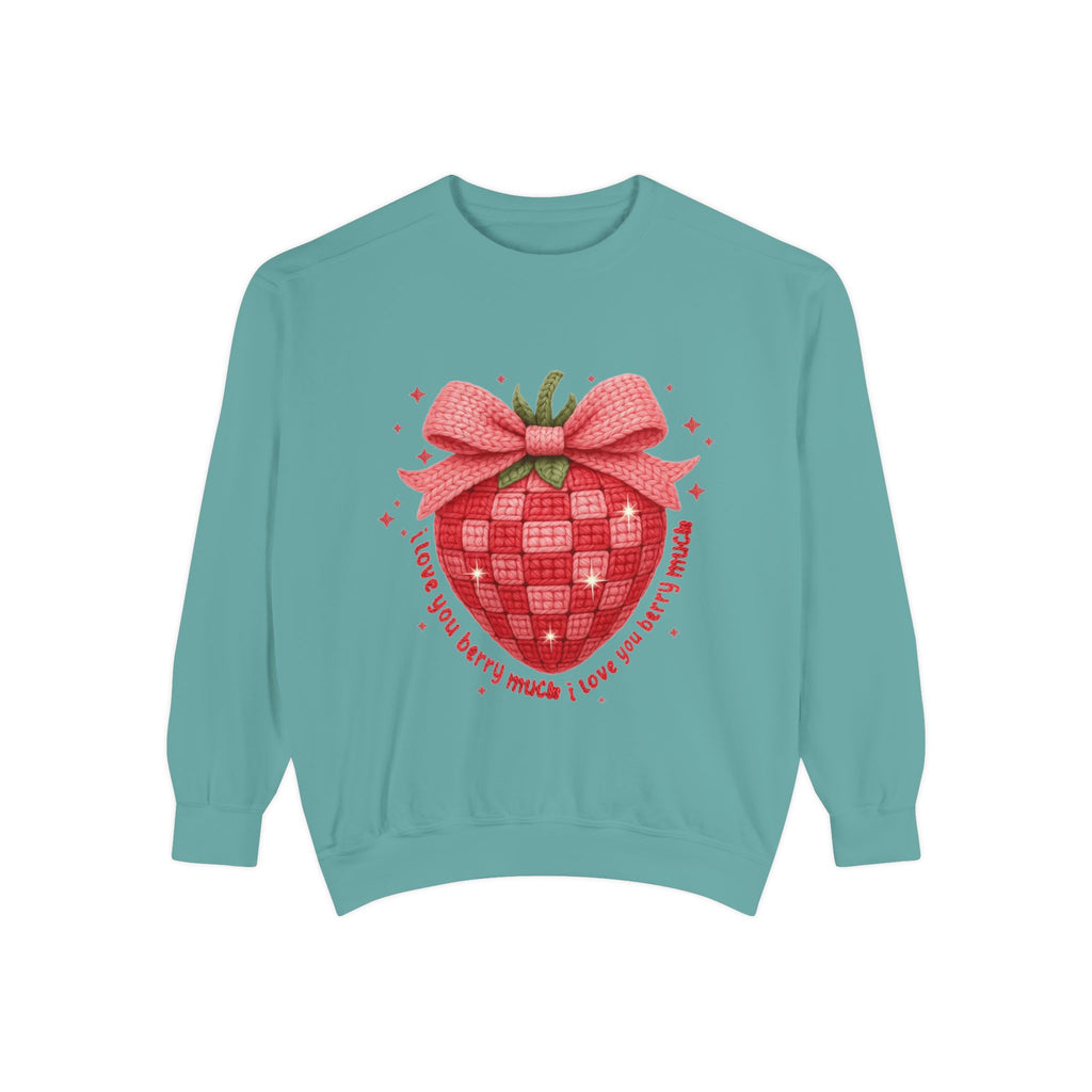 Strawberry Bow Sweatshirt  "I Love You Berry Much" Cute Valentine Pullover