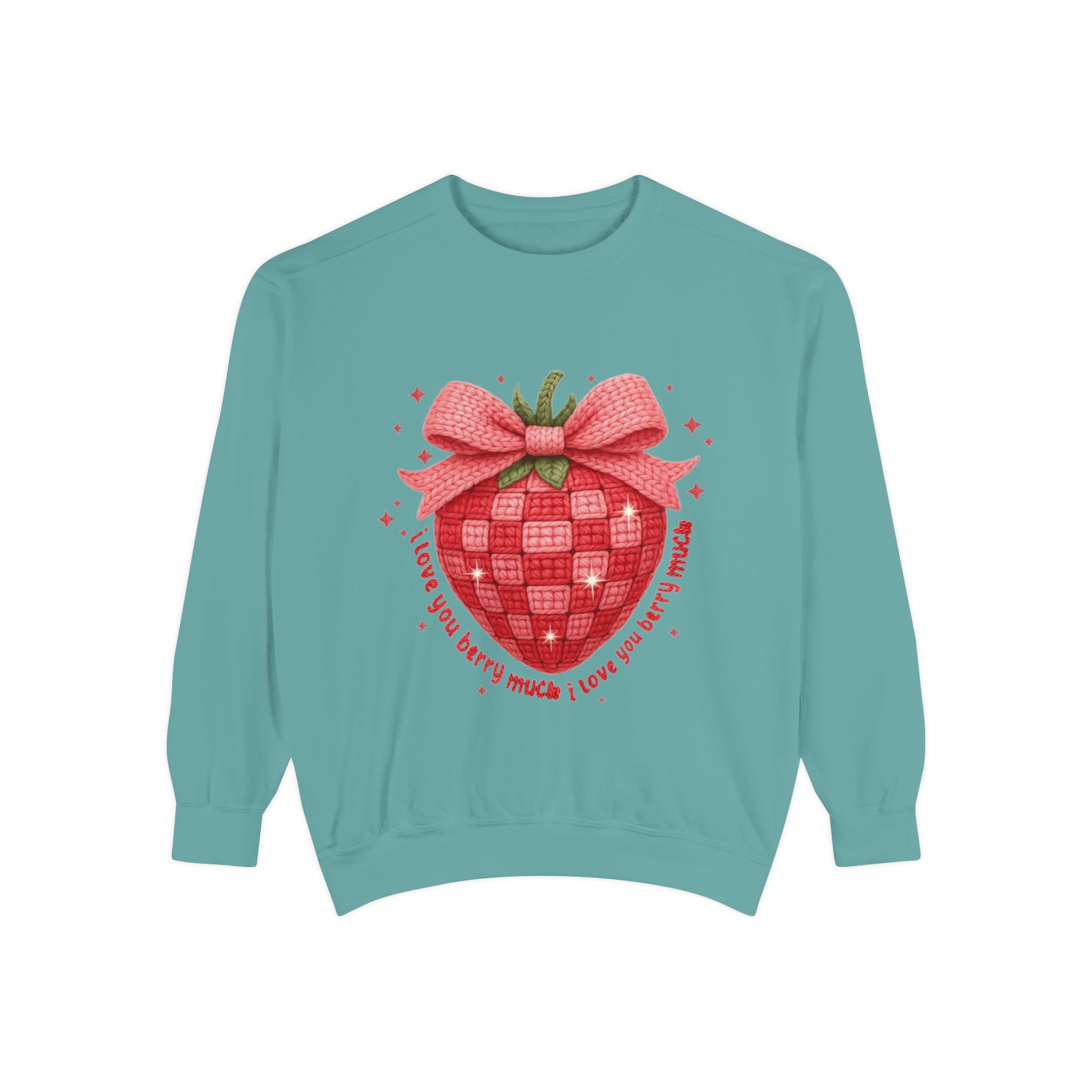 Strawberry Bow Sweatshirt  "I Love You Berry Much" Cute Valentine Pullover