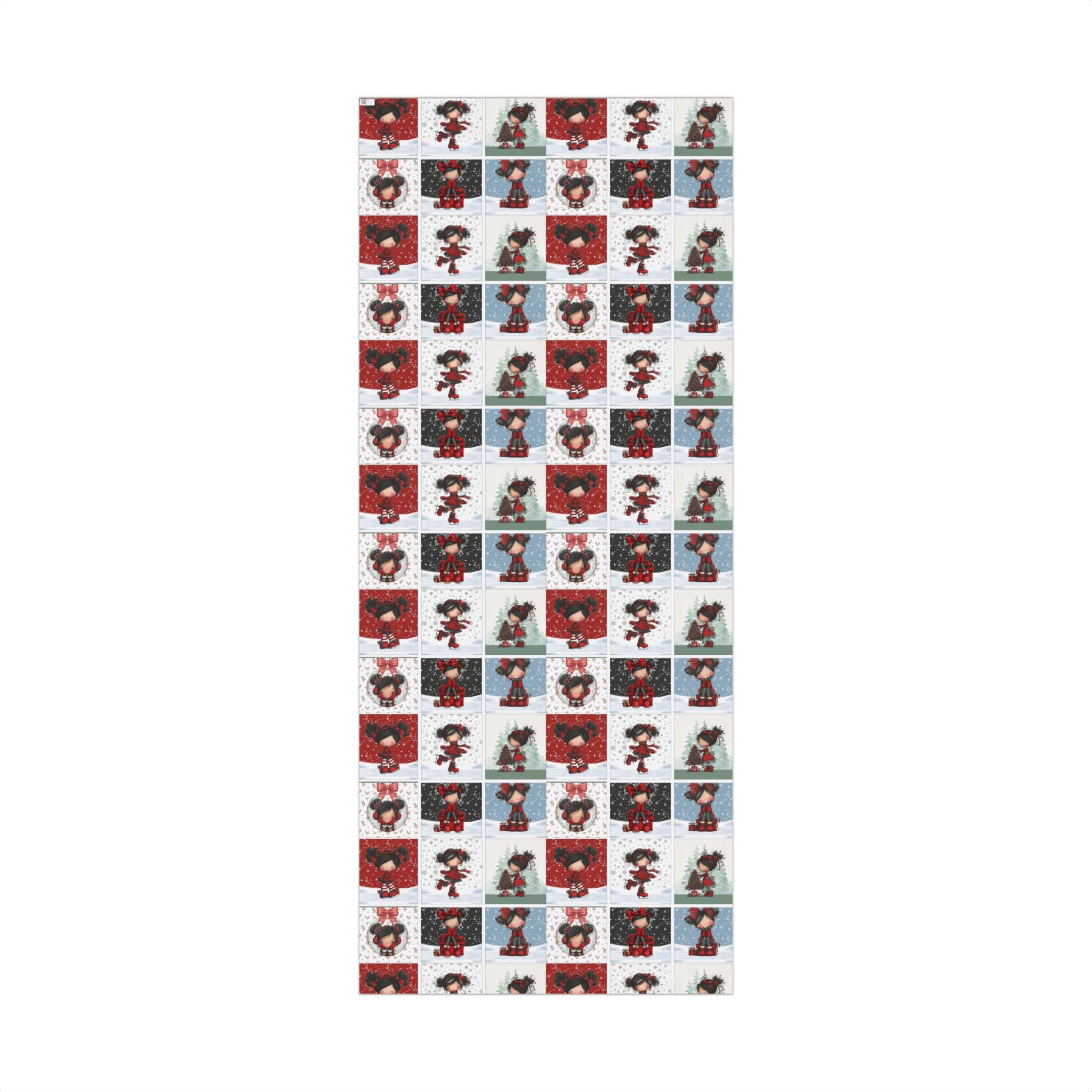 Festive Wrapping Paper Gift Wrap Papers - Cute Holiday Girl Patterned Wrapping Paper Rolls (Snow, Red Bows)