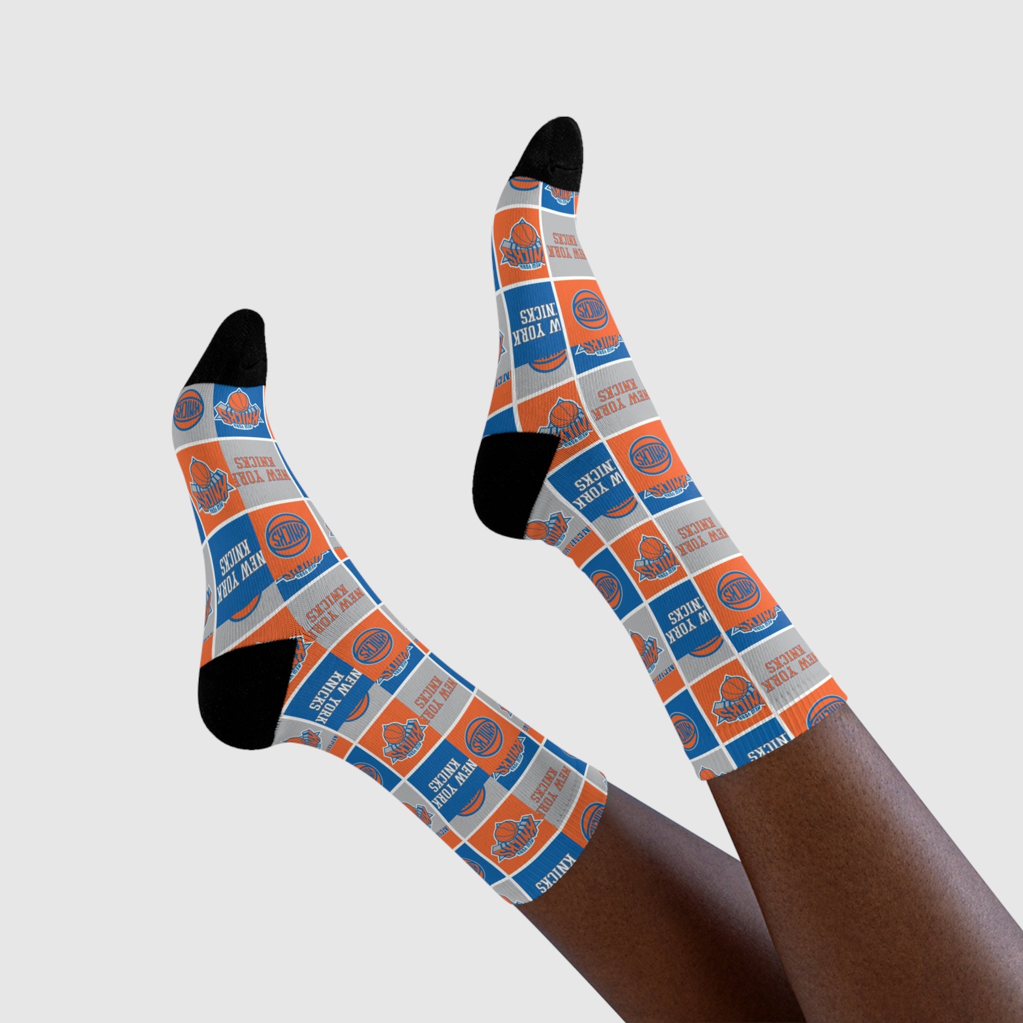 Basketball-Inspired Pattern Crew Socks — Retro Sports Sublimation Socks NY