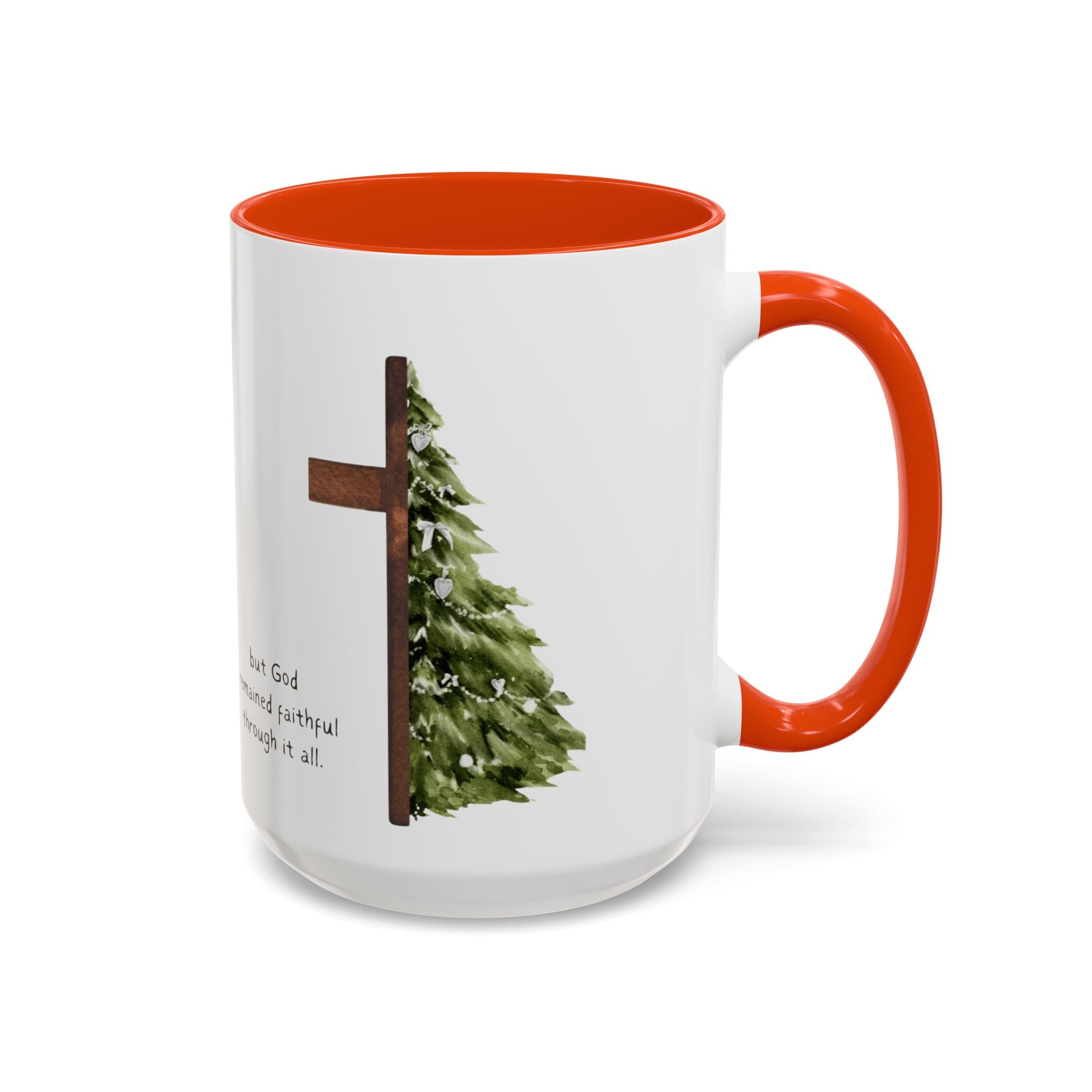 Christian Cross & Pine Tree Mug — Faith Reminder Coffee Cup (11oz/15oz)