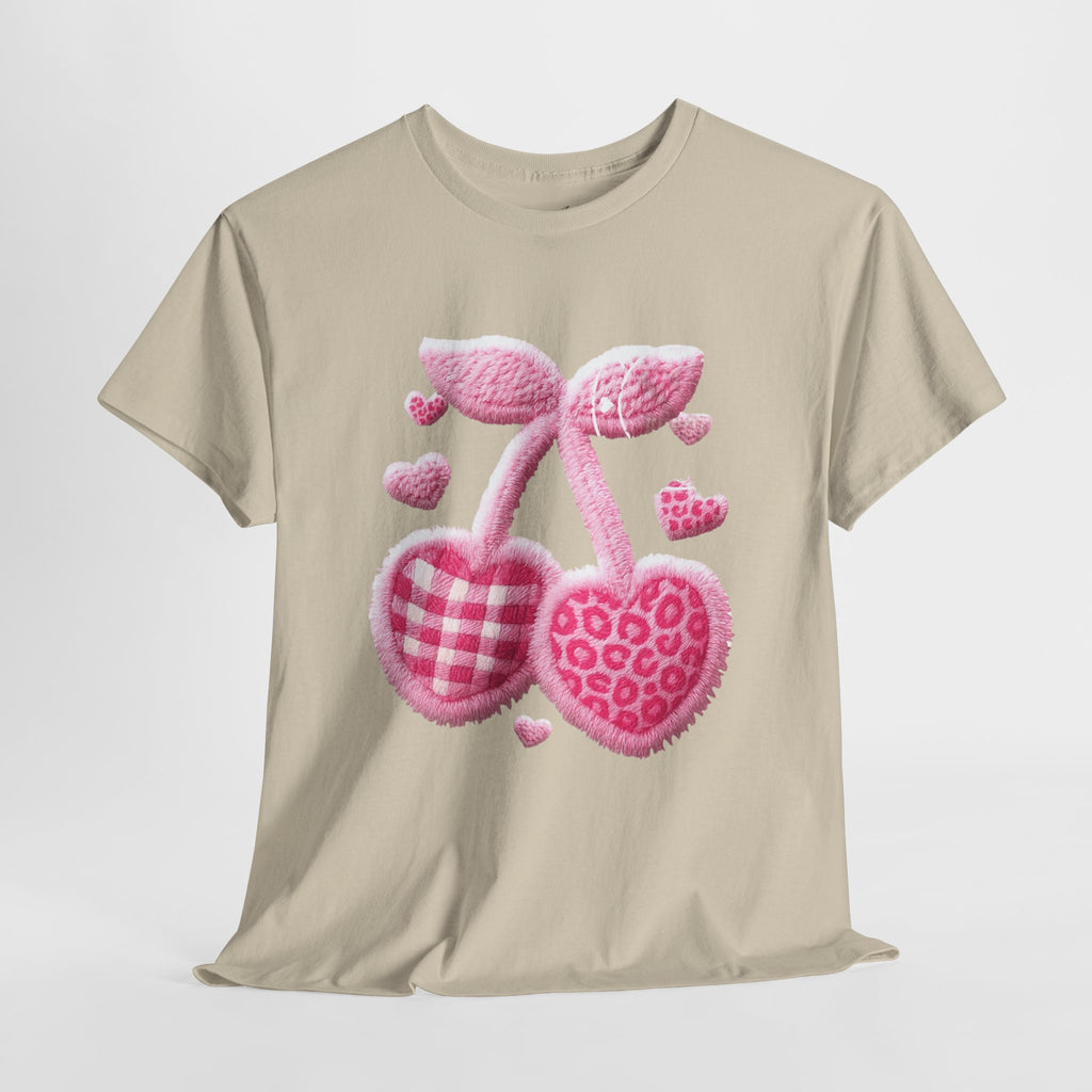 Pink Heart Cherries Tee  LOVE Graphic Valentine T-Shirt