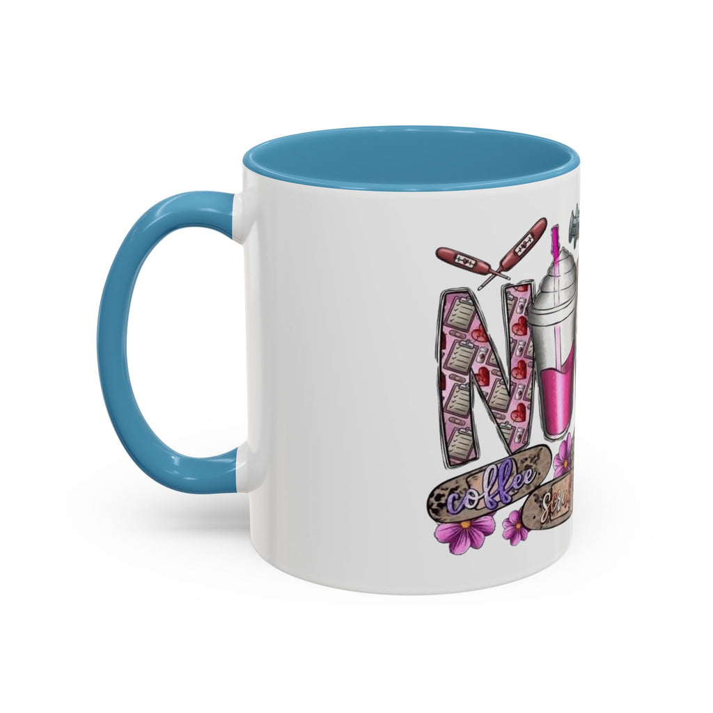 Nurse Love Coffee Mug  Cute Floral Medical Stethoscope & Syringe Design (11/15oz) Medical Christmas Mug
