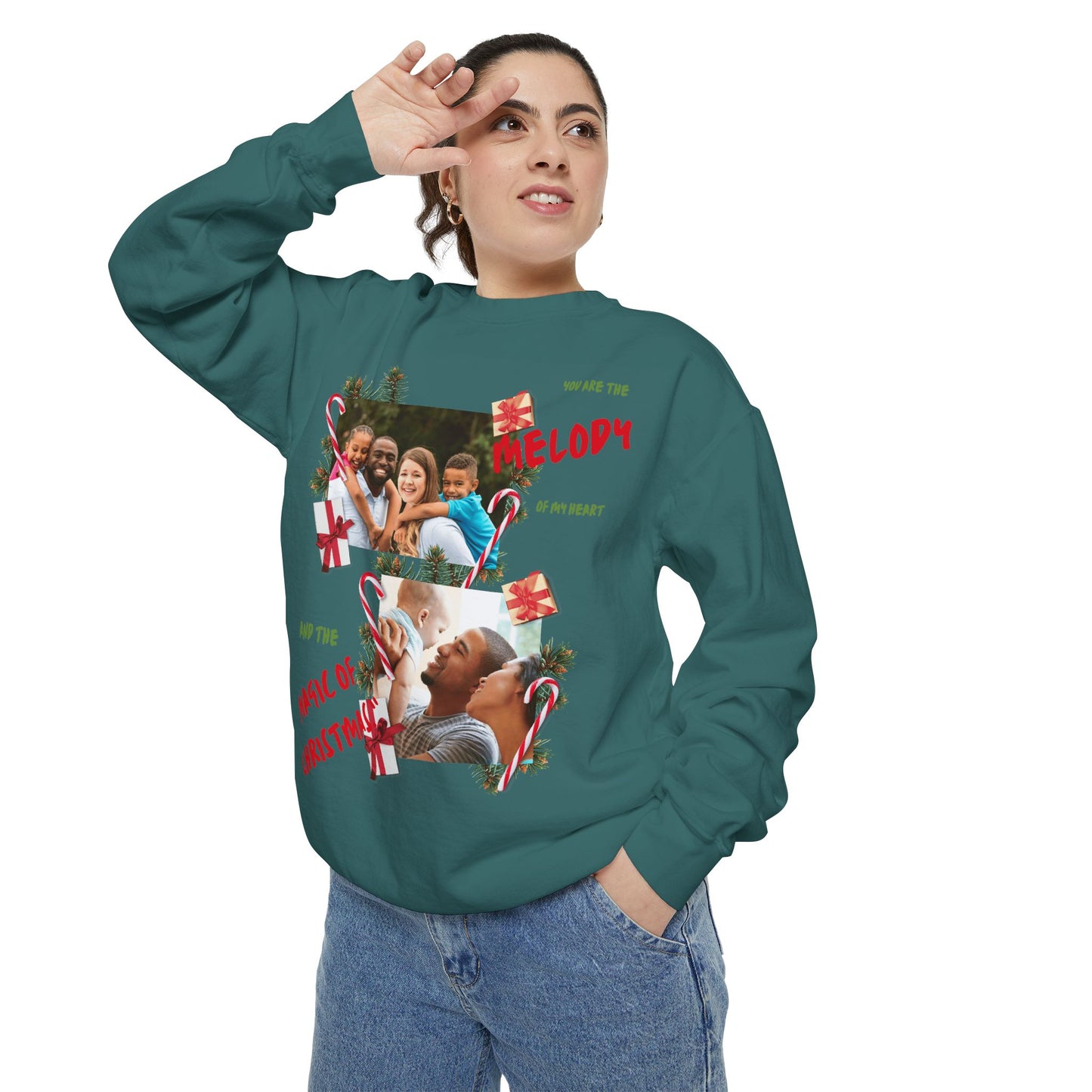 Personalized Christmas Photo Sweatshirt – “You Are the Melody” Holiday Crewneck