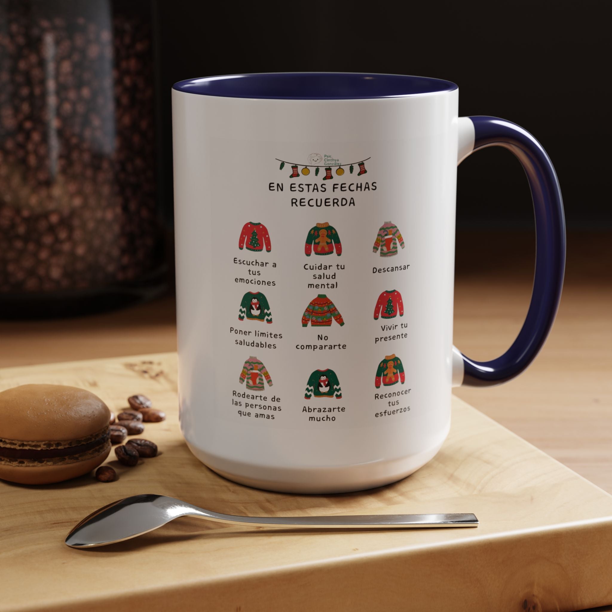 Coffee Mug — 'En Estas Fechas Recuerda' Holiday Sweater Reminder Accent Mug (11/15oz)