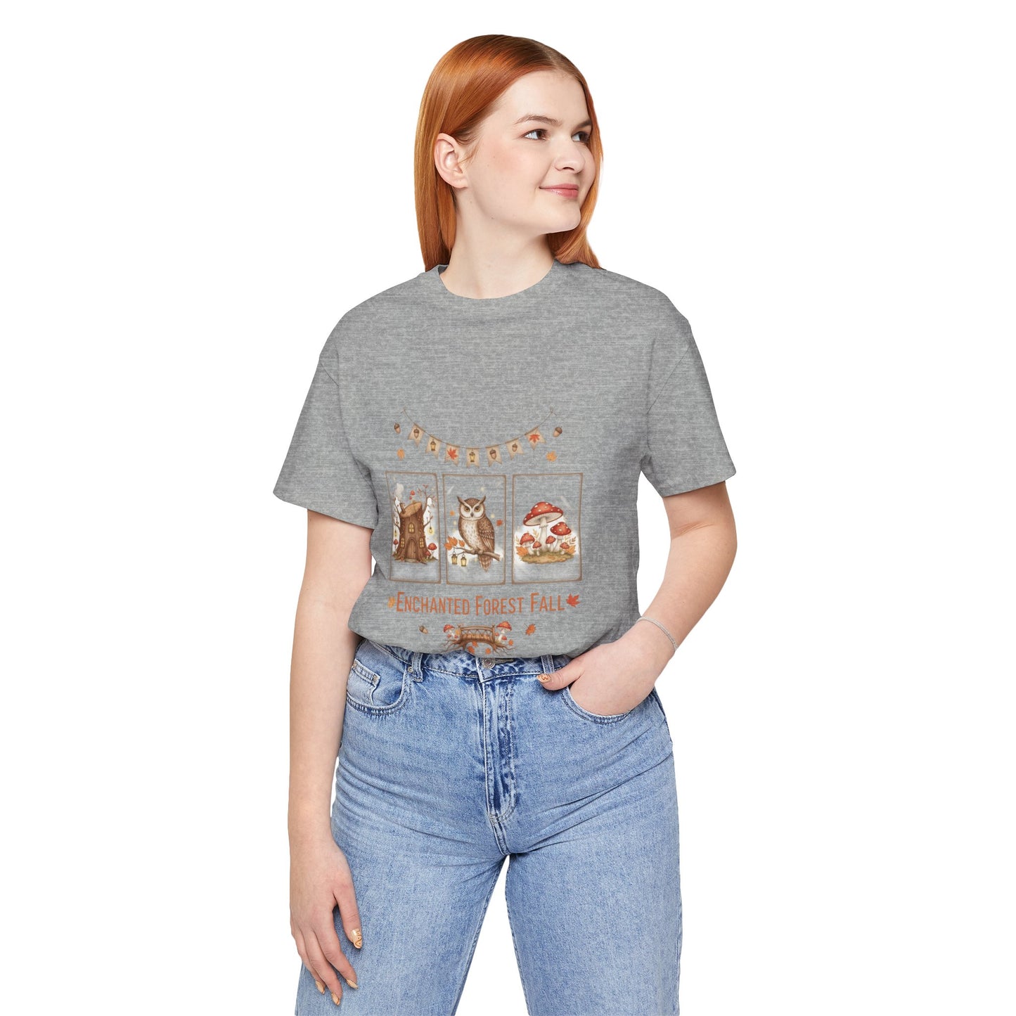 Enchanted Forest Fall Tee, Cute Owl Shirt, Autumn Graphic Tee, Nature Lover Gift, Cozy Fall Apparel, Wildlife T-Shirt, Unisex Fall Top