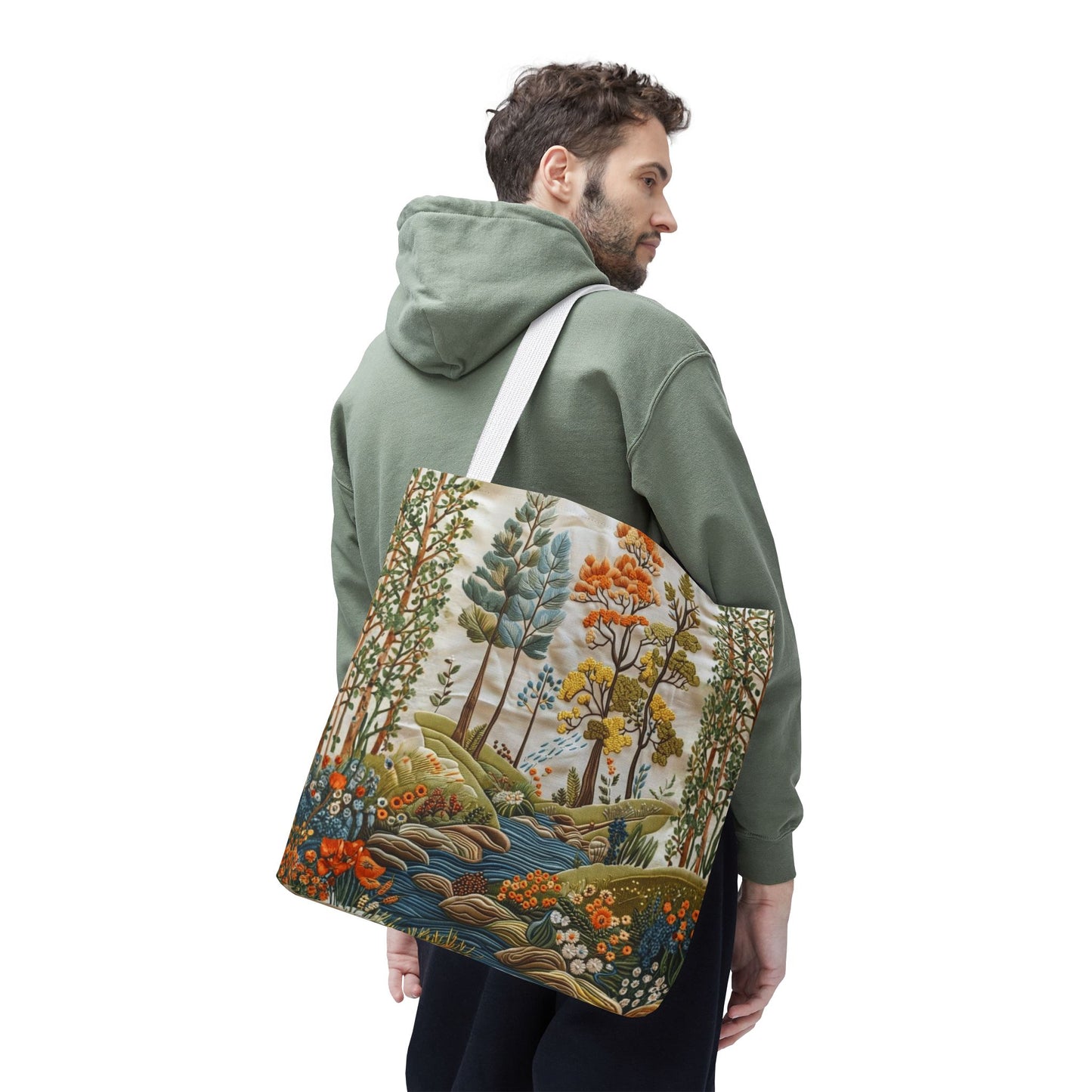 Scenic Meadow Tote Crochet-Decorated Tote Bags