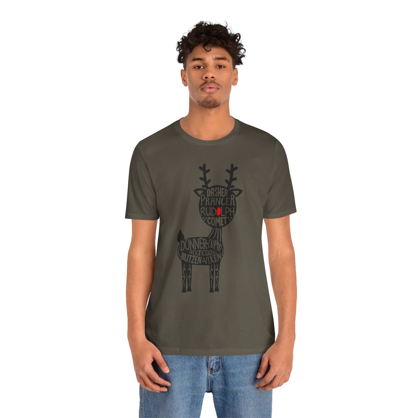 Christmas Reindeer Graphic Tee - Unisex Jersey Short Sleeve Shirt