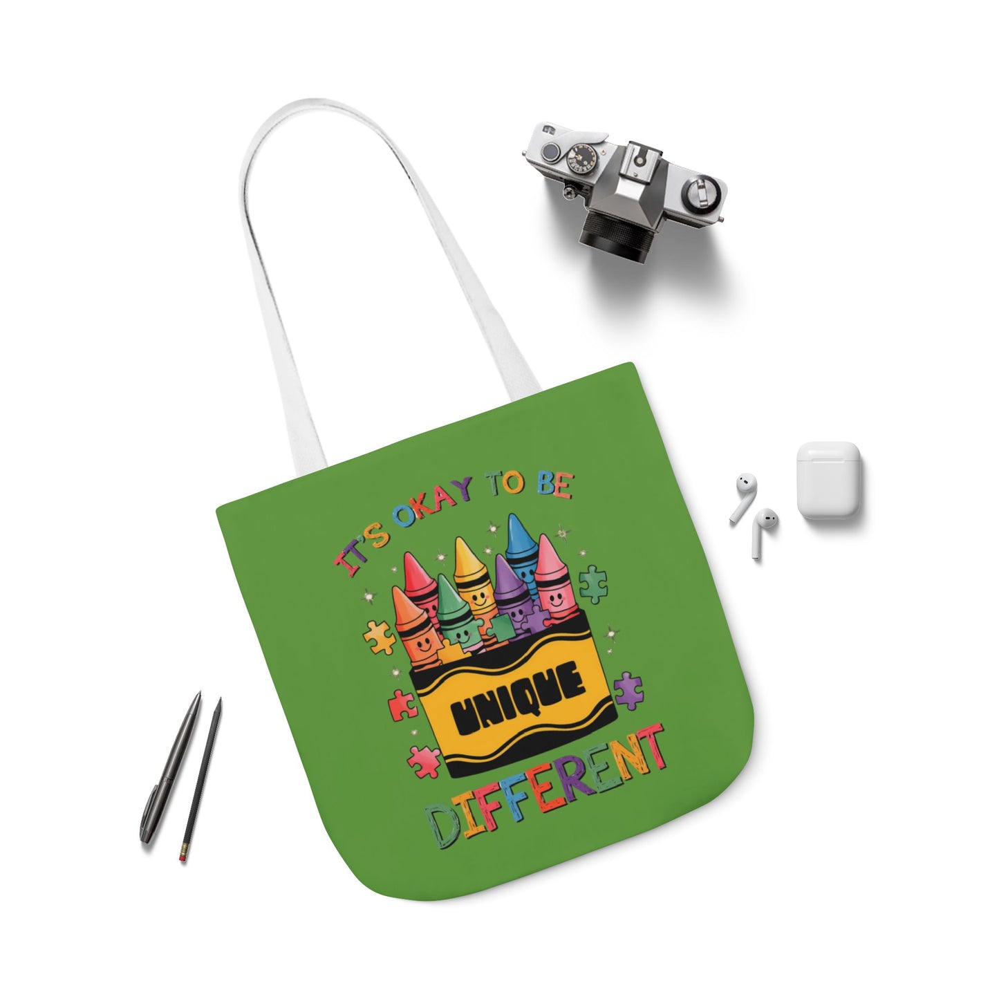 Autism Awareness & Pride Collection Unique Canvas Tote Bag with Colorful Castle Design