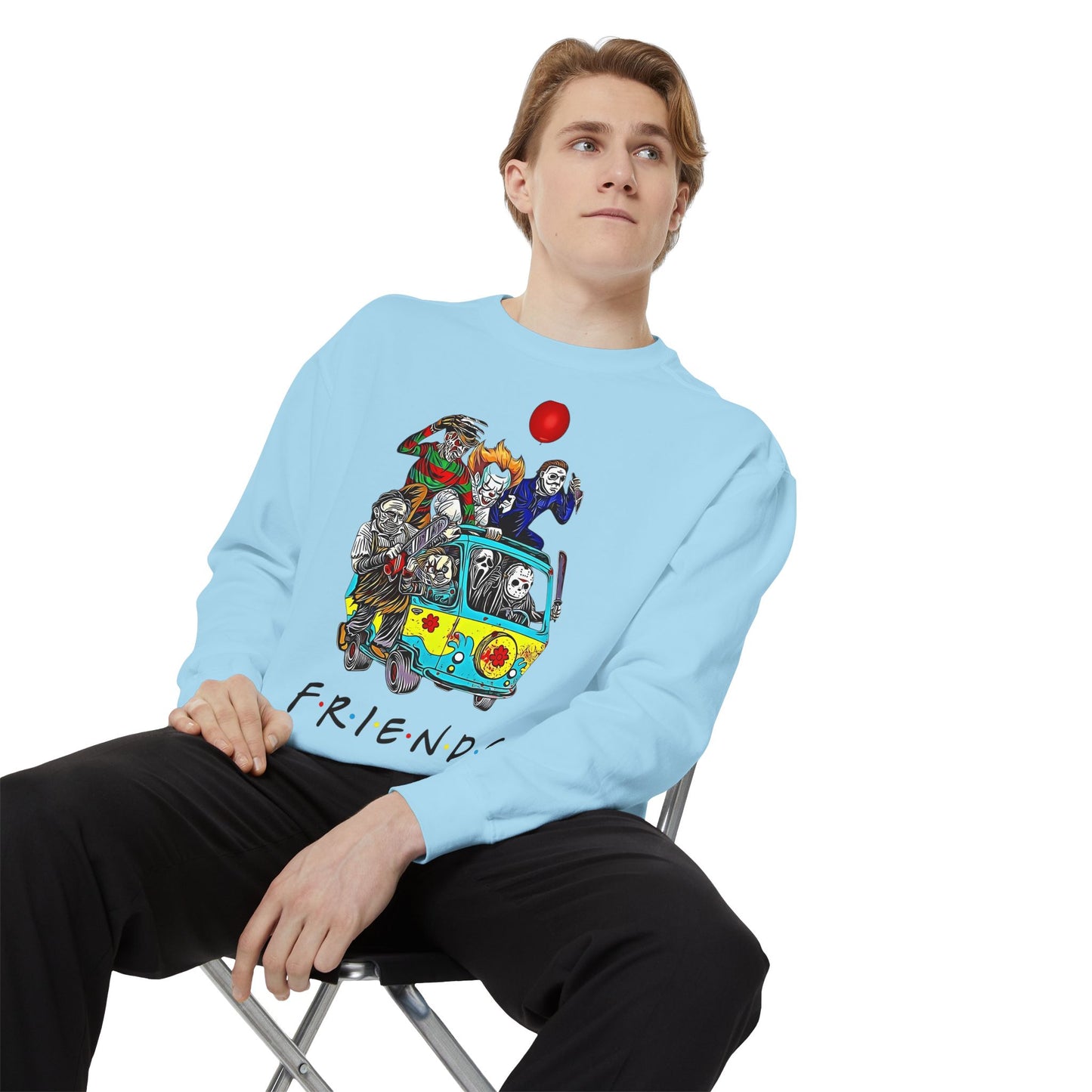 Friends-Inspired Unisex Garment-Dyed Sweatshirt, Cozy Casual Wear, Unique Graphic Sweatshirt, Perfect Gift, Everyday Style