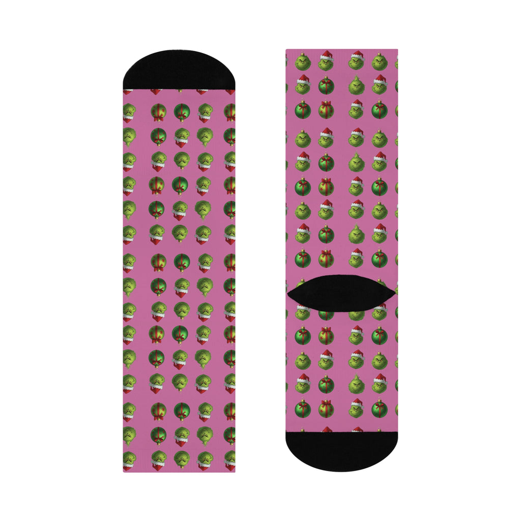 New Christmas Sock Collection Pink Apple Pattern Crew Socks  Cute Fruit Novelty Cushioned Socks