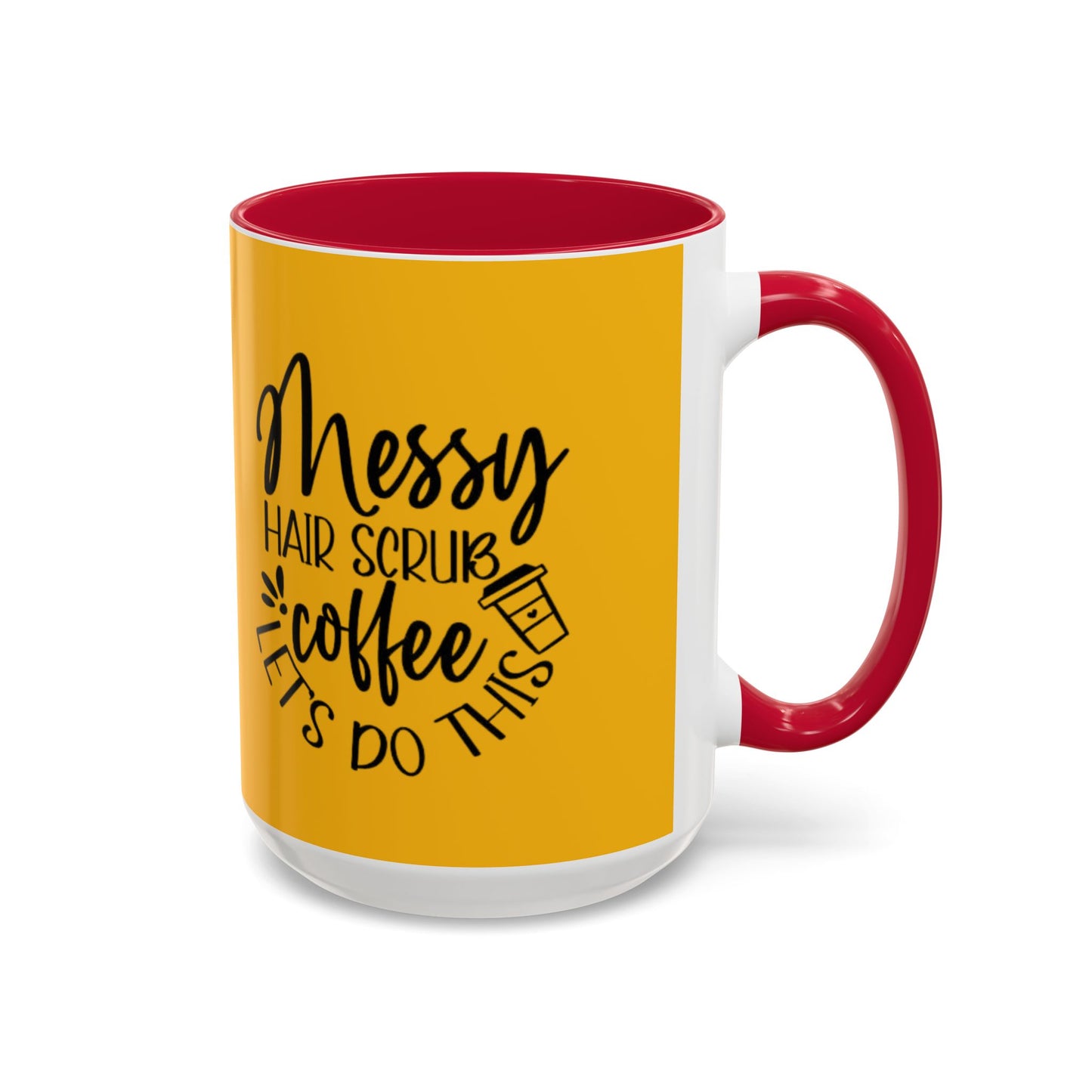 Holiday Coffee Cups with Festive Quotes & Designs Messy Hair Coffee Mug - Fun Yellow Ceramic Cup for Coffee Lovers