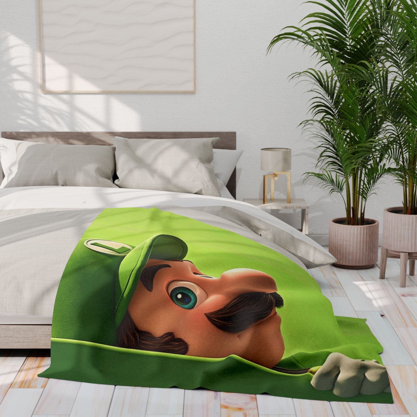 Luigi Peek Fleece Blanket – Green Video Game Character Throw