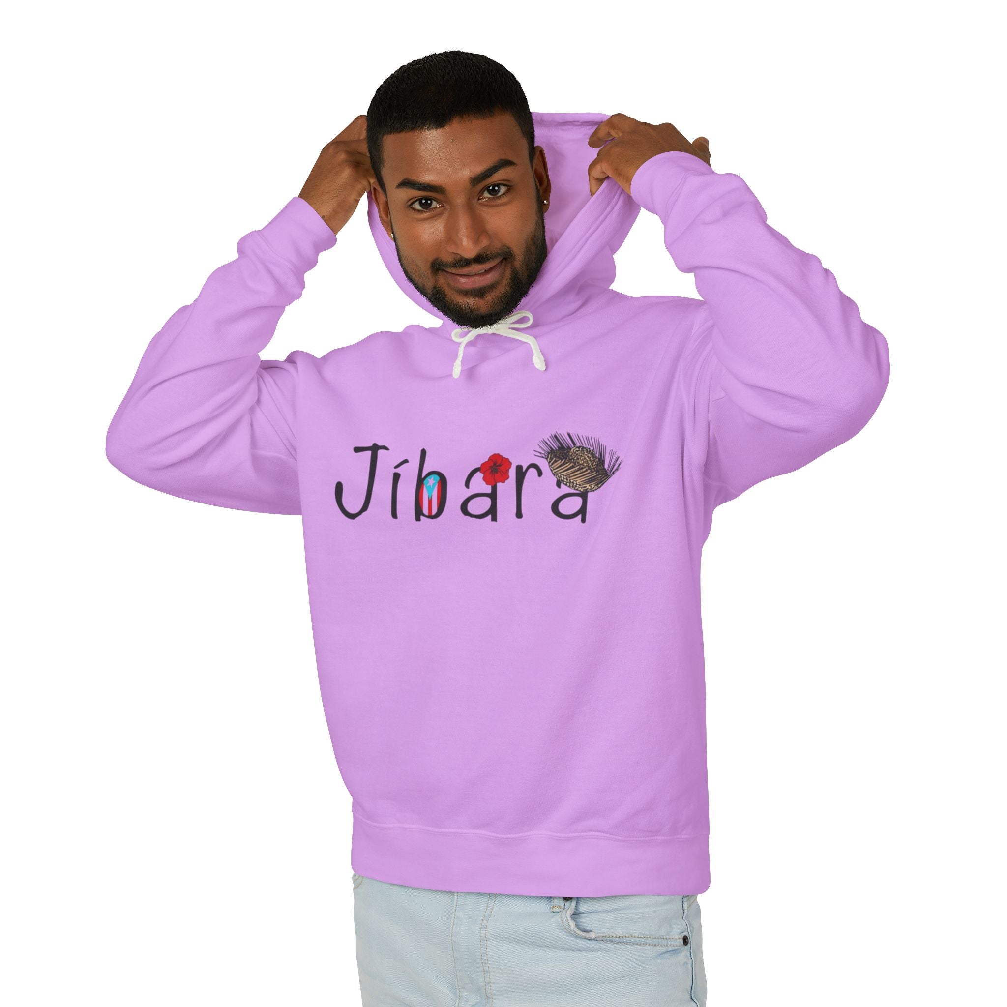 Jíbara Hoodie — Puerto Rican Heart Flag Lightweight Hooded Sweatshirt