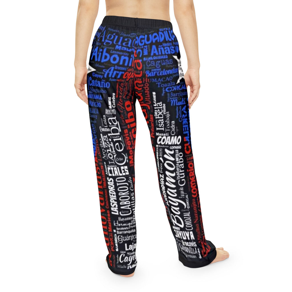 Puerto Rico Wordcloud Pajama Pants — Red White & Blue Island City Names  Puerto Rico–inspired Christmas pajamas