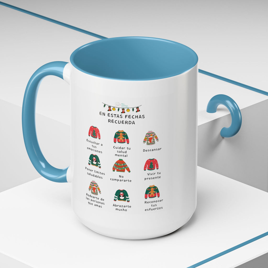 Coffee Mug — 'En Estas Fechas Recuerda' Holiday Sweater Reminder Accent Mug (11/15oz)
