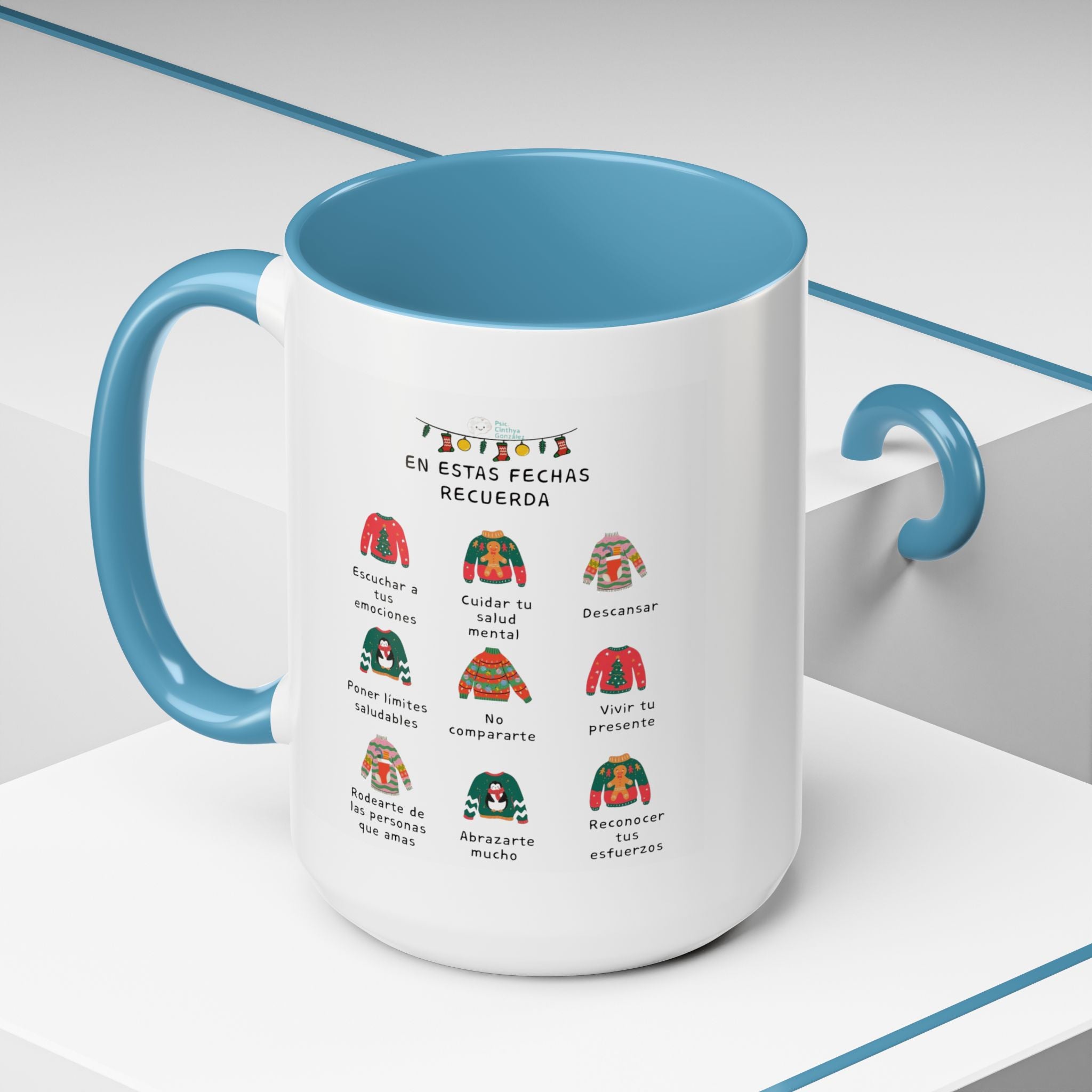 Coffee Mug — 'En Estas Fechas Recuerda' Holiday Sweater Reminder Accent Mug (11/15oz)