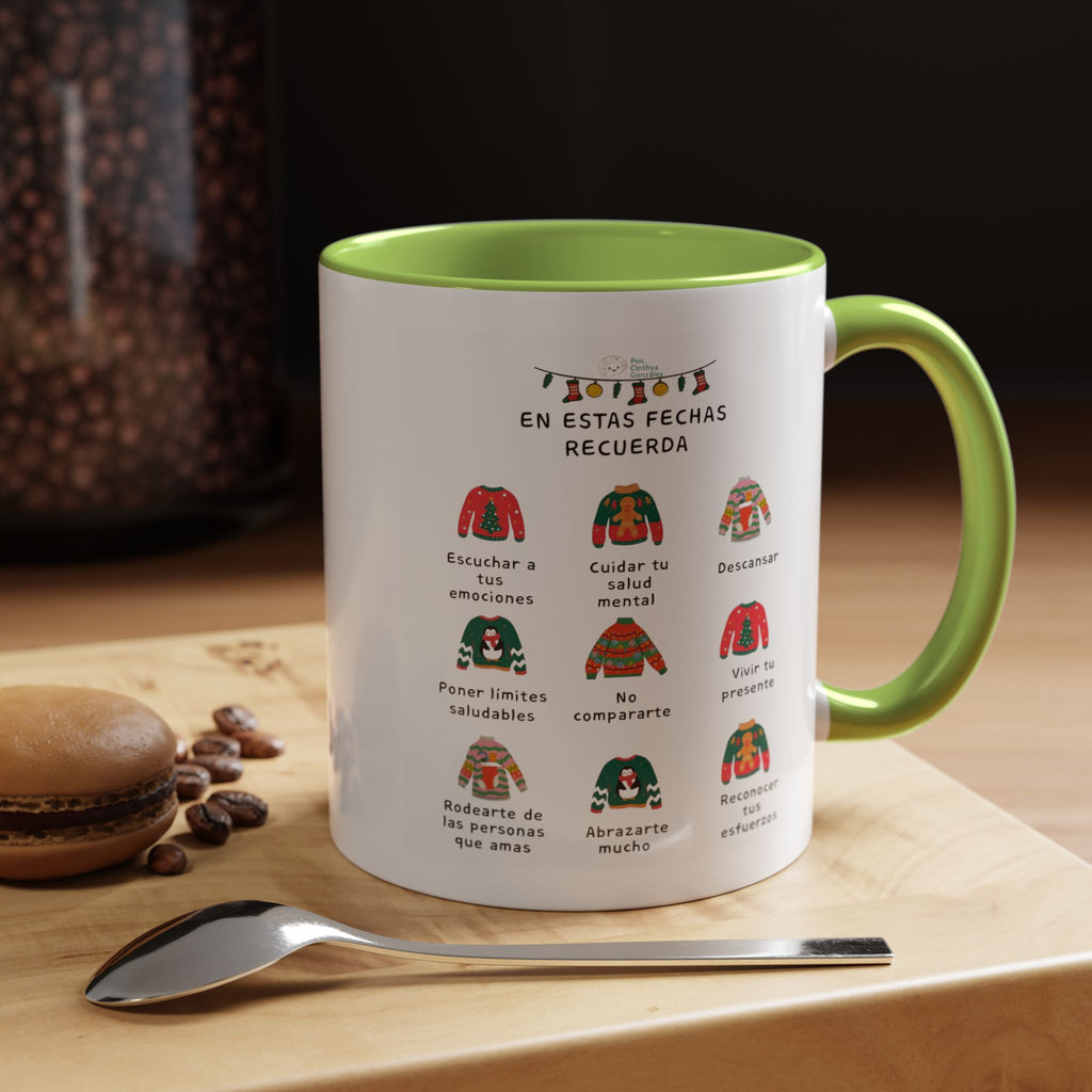 Coffee Mug — 'En Estas Fechas Recuerda' Holiday Sweater Reminder Accent Mug (11/15oz)