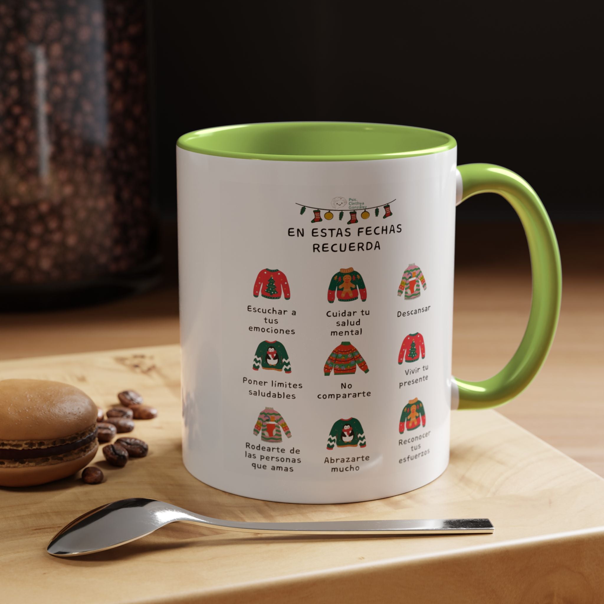 Coffee Mug — 'En Estas Fechas Recuerda' Holiday Sweater Reminder Accent Mug (11/15oz)