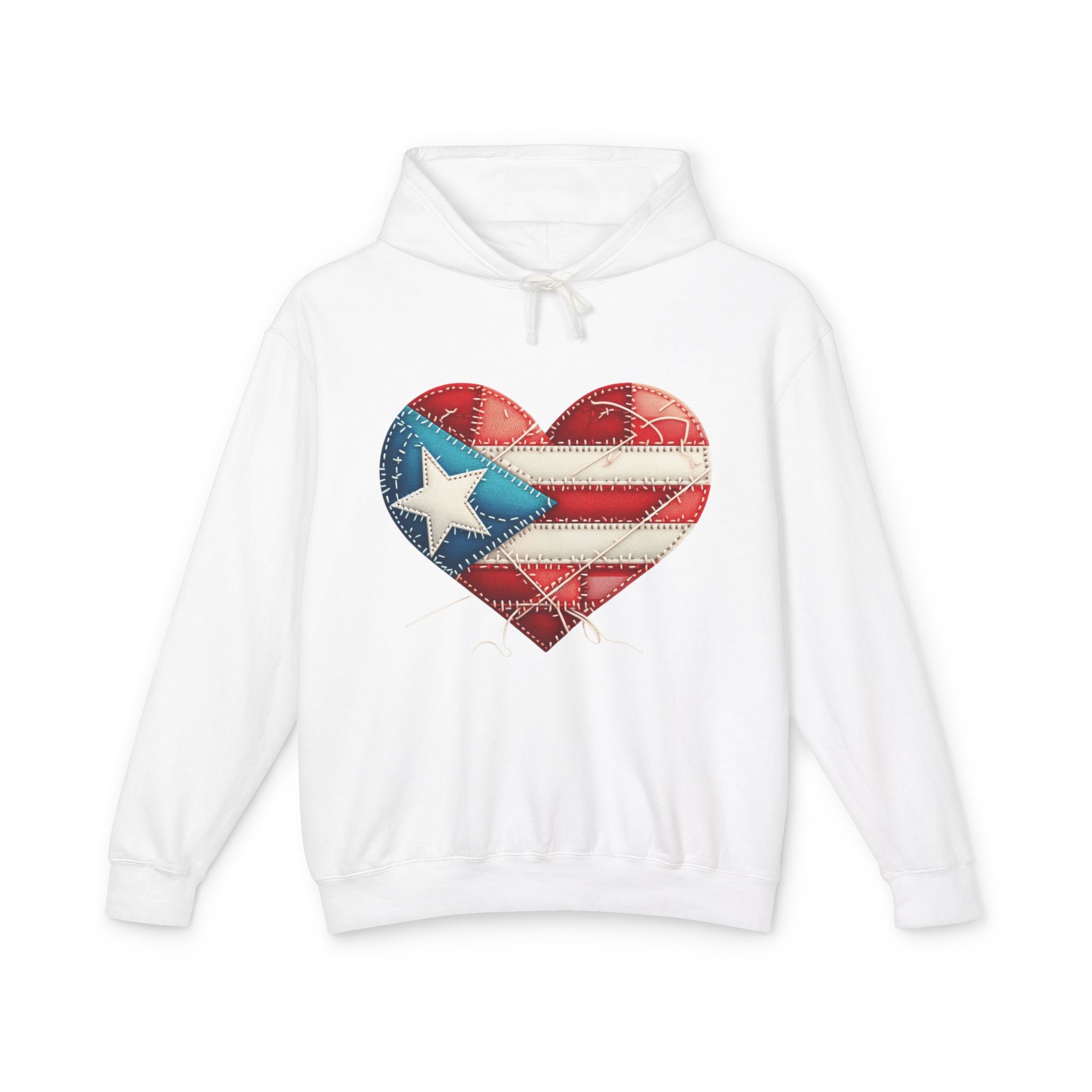 Puerto Rico Heart Flag Hoodie  "Jíbaro" Back Graphic