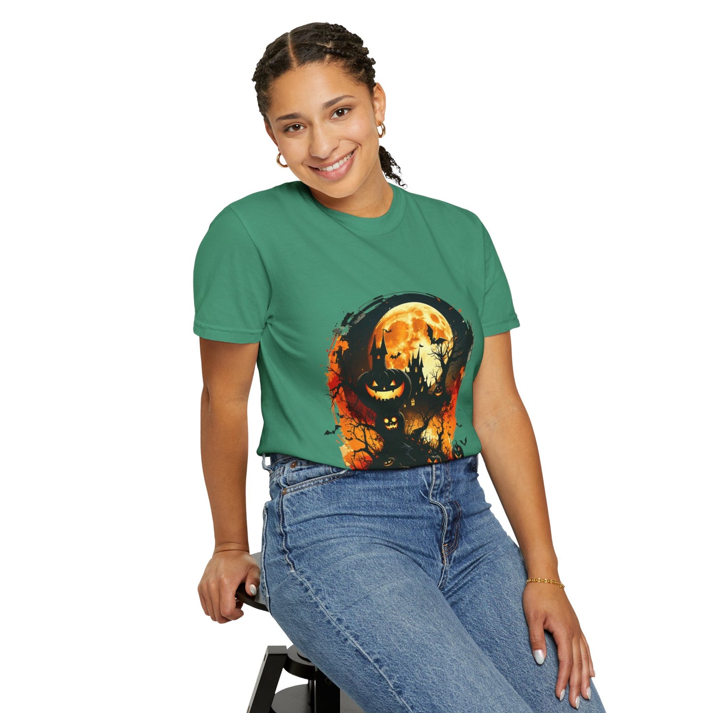 Halloween Moon Graphic T-shirt, Unisex Spooky Shirt, Fall Outfit, October Fest Tee, Halloween Party Wear, Trick or Treat T-shirt