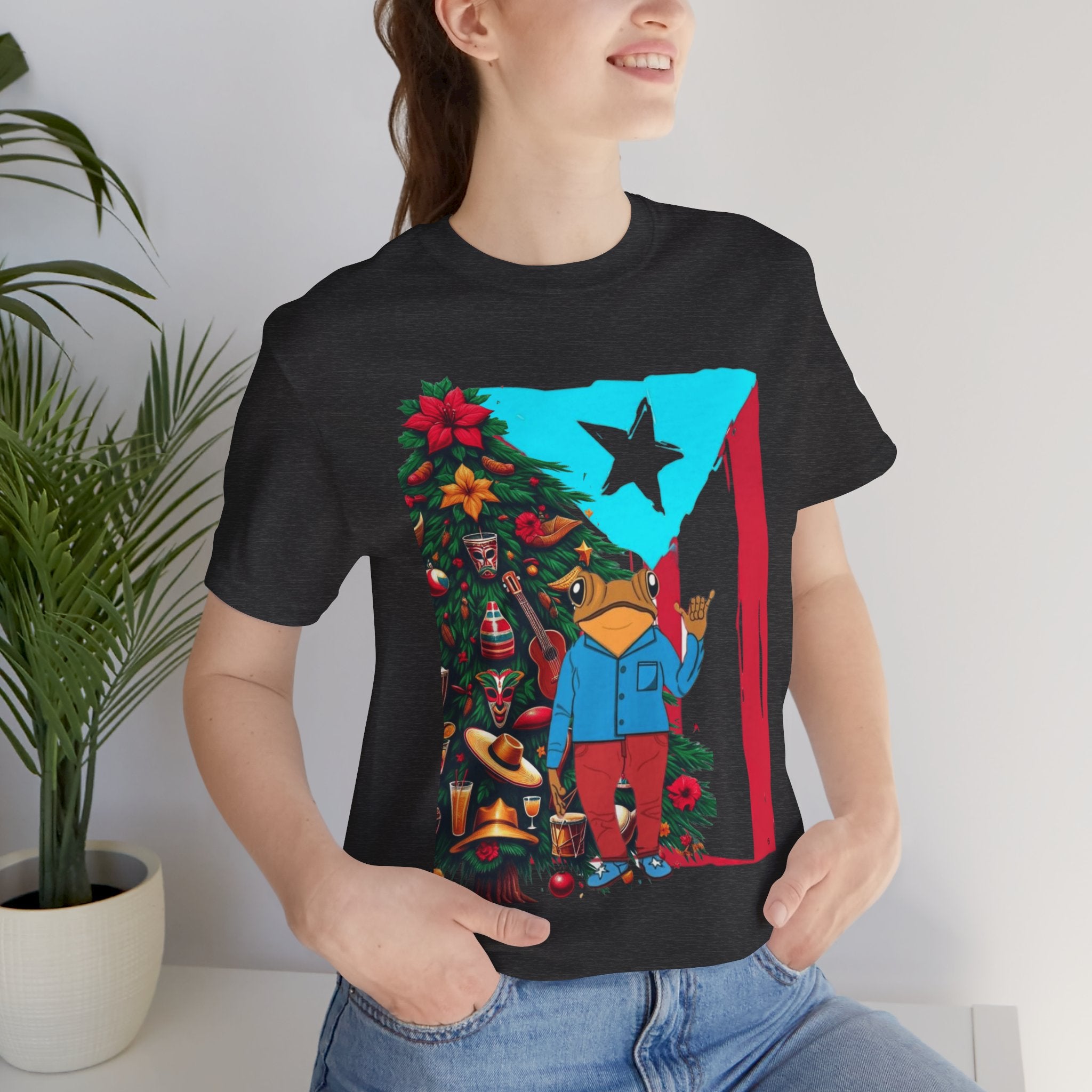 Puerto Rico Holiday T-Shirt  Coquí by Christmas Tree Graphic Puerto Rico’s Navidades